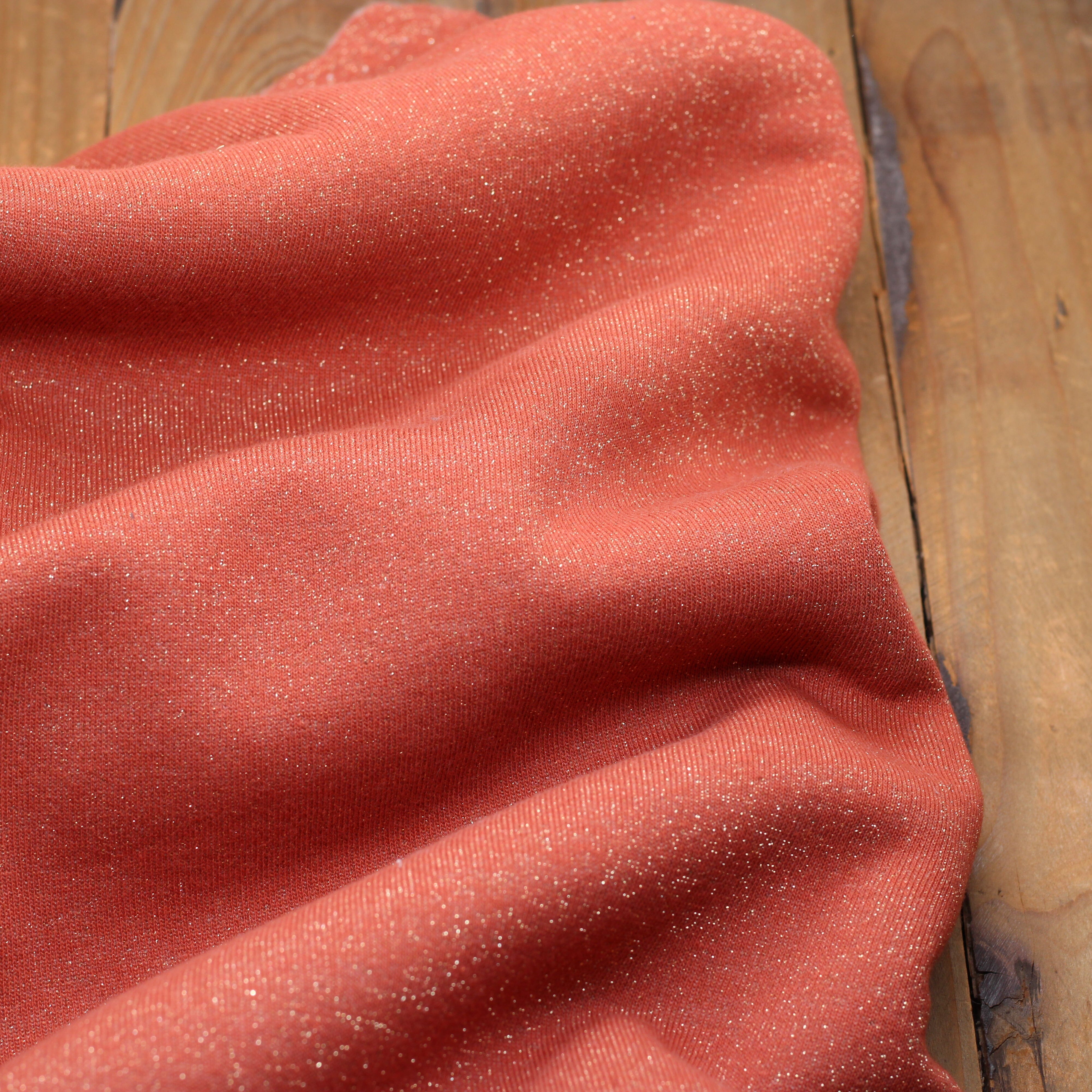 Tissu French Terry Glitter Corail (Vendu x10cm) Tissus Sélection Gaspard & Léonie | Gaspard et Léonie Tissus en ligne et Mercerie à Toulouse