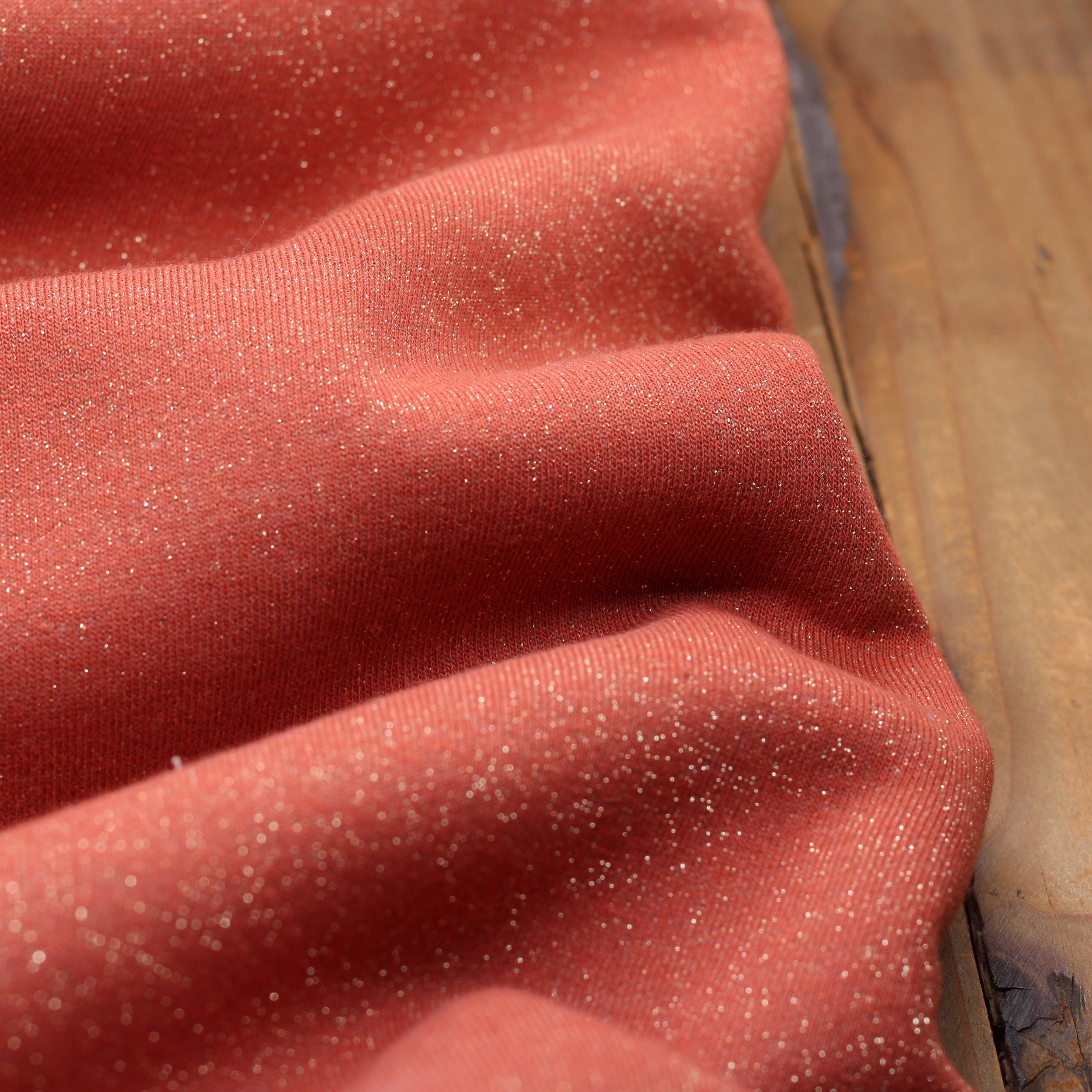 Tissu French Terry Glitter Corail (Vendu x10cm) Tissus Sélection Gaspard & Léonie | Gaspard et Léonie Tissus en ligne et Mercerie à Toulouse