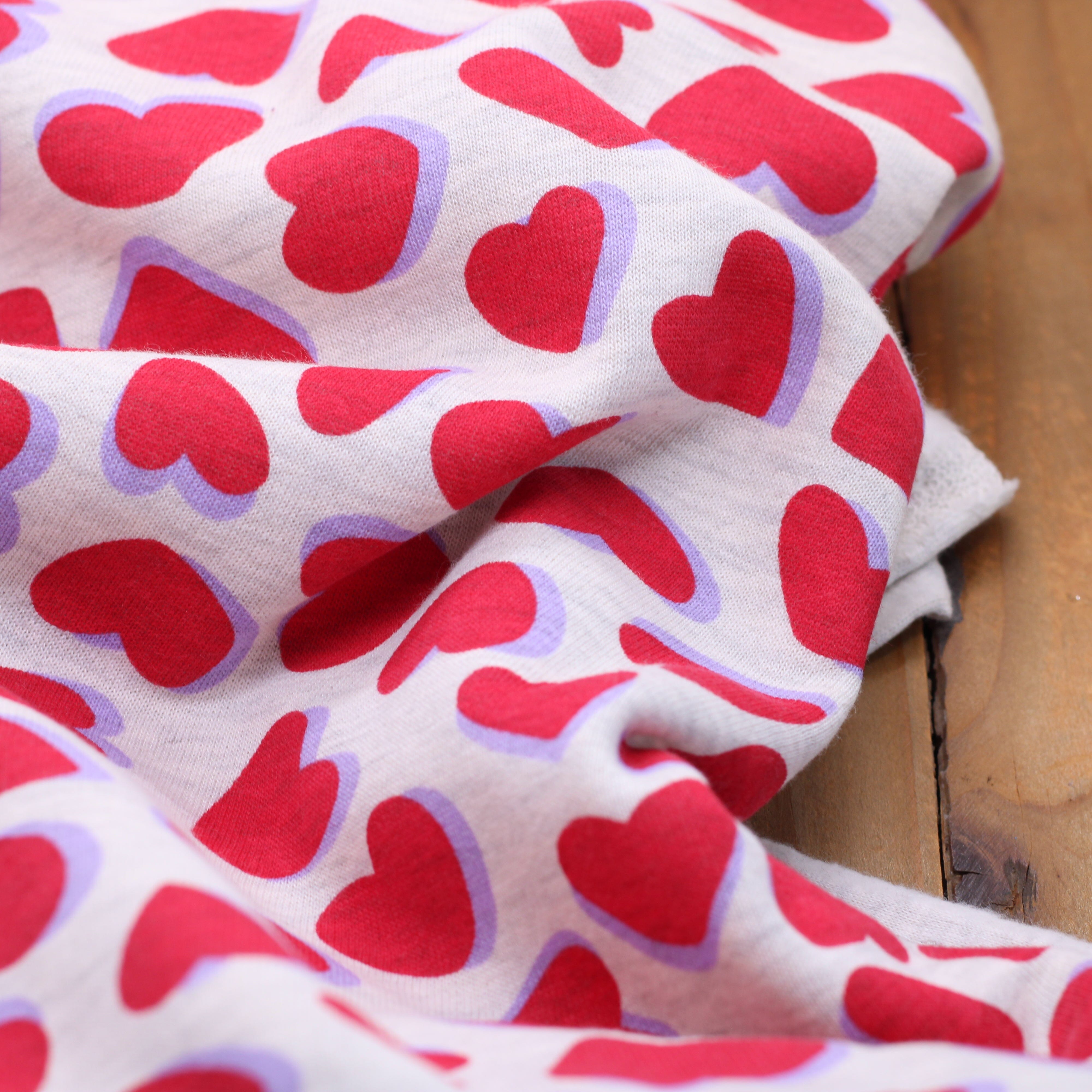 Tissu French terry - SWEETIE HEART - Gris clair chiné (Vendu x10cm) (Copie) Tissus POPPY Designed For You | Gaspard et Léonie Tissus en ligne et Mercerie à Toulouse