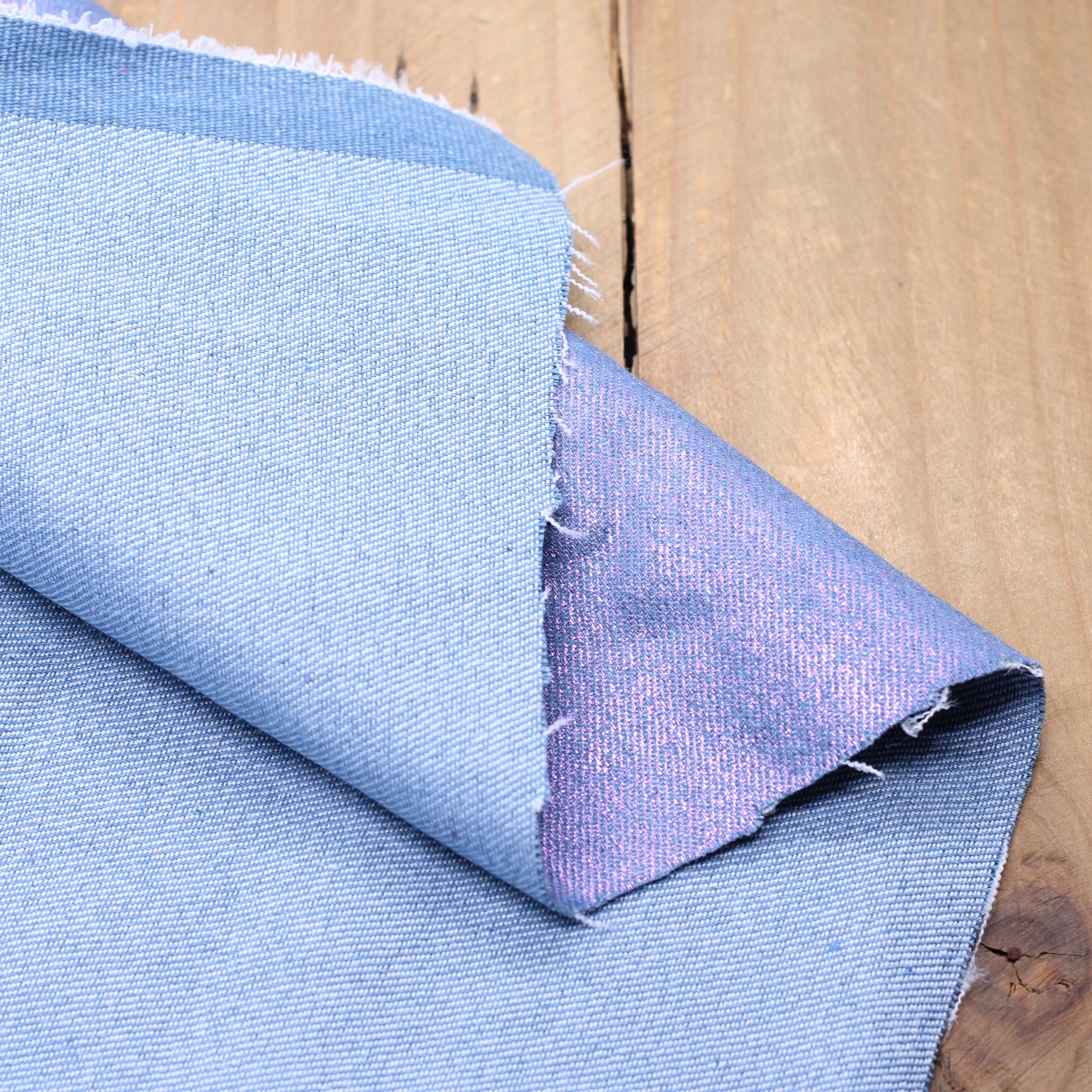 Tissu Jean Stretch- Bleu moyen irisé rose (Vendu x10cm) Tissus Sélection Gaspard & Léonie | Gaspard et Léonie Tissus en ligne et Mercerie à Toulouse