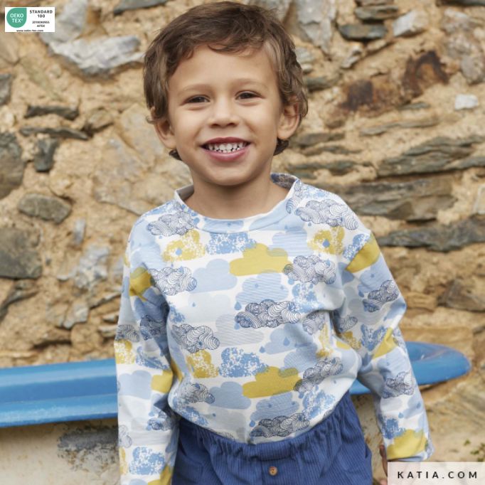 Tissu jersey de coton - BE RAIN- Blanc Katia Fabrics (Vendu x10cm) Tissus katia Fabrics | Gaspard et Léonie Tissus en ligne et Mercerie à Toulouse