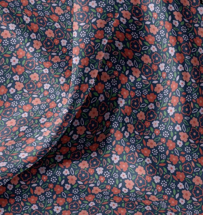 Tissu Jersey de coton - ERIKA - Minuit Rose (vendu x10cm) Tissus DOMOTEX | Gaspard et Léonie Tissus en ligne et Mercerie à Toulouse