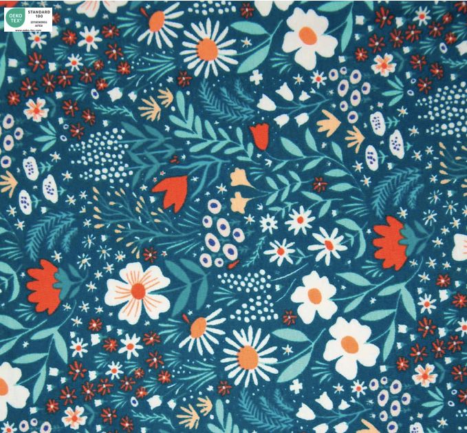 Tissu jersey de coton - IMAGINE FLOWERS- Vert canard Katia Fabrics (Vendu x10cm) Tissus katia Fabrics | Gaspard et Léonie Tissus en ligne et Mercerie à Toulouse