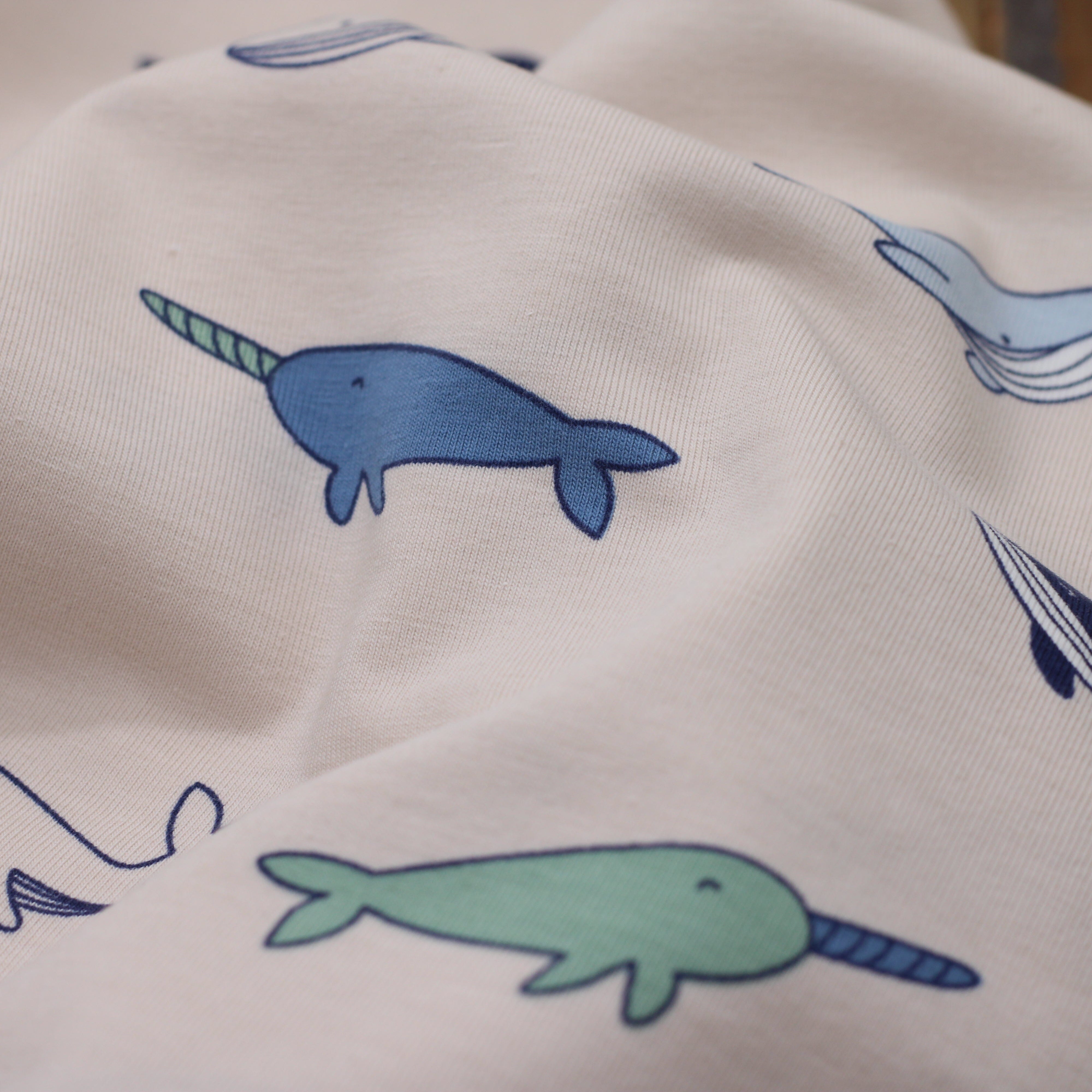 Tissu Jersey de coton - WHALES - Sable Poppy Designed for You (Vendu x10cm) Tissus POPPY Designed For You | Gaspard et Léonie Tissus en ligne et Mercerie à Toulouse