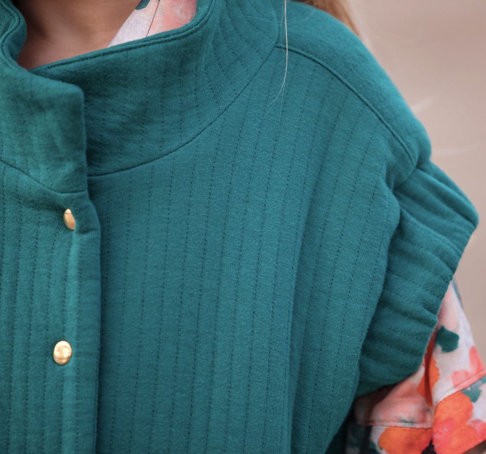 Tissu Jersey matelassé - Vert sarcelle - See You At Six (Vendu X10cm) Tissus SEE YOU AT SIX | Gaspard et Léonie Tissus en ligne et Mercerie à Toulouse