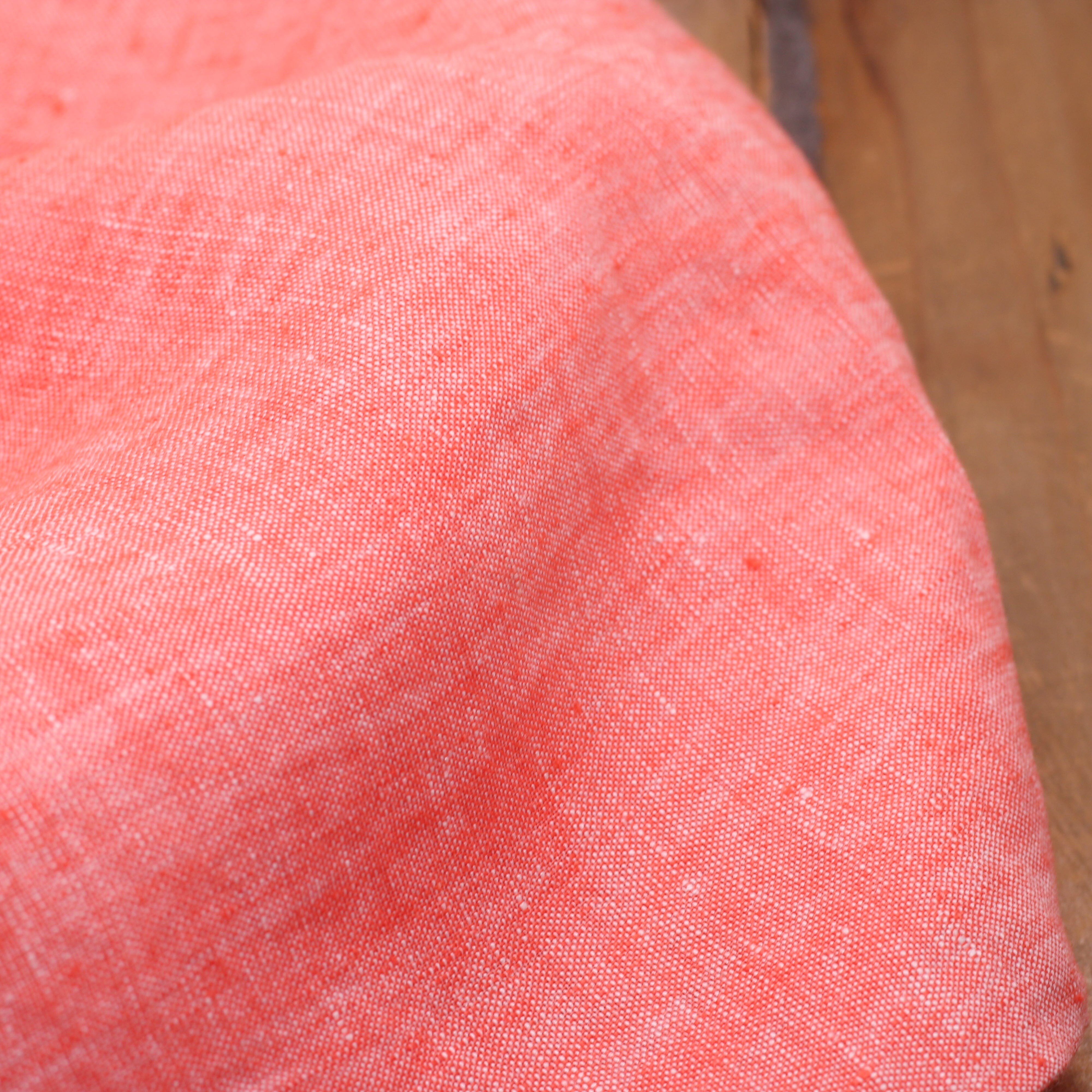 Tissu Lin chambray Uni - Corail (Vendu x10cm) Tissus Sélection Gaspard & Léonie | Gaspard et Léonie Tissus en ligne et Mercerie à Toulouse