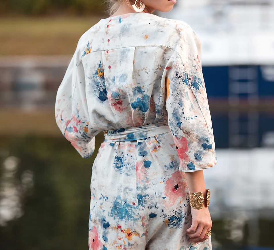 Tissu Lin Viscose - ROSES ON CANVAS - See You At Six (Vendu x10cm) Tissus SEE YOU AT SIX | Gaspard et Léonie Tissus en ligne et Mercerie à Toulouse