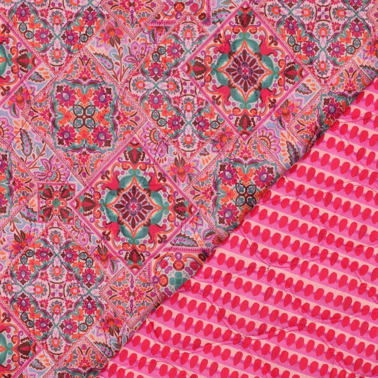Tissu matelassé coton fréversible - Indien - Rose (Vendu x10cm) Tissus POPPY Design For You | Gaspard et Léonie Tissus en ligne et Mercerie à Toulouse