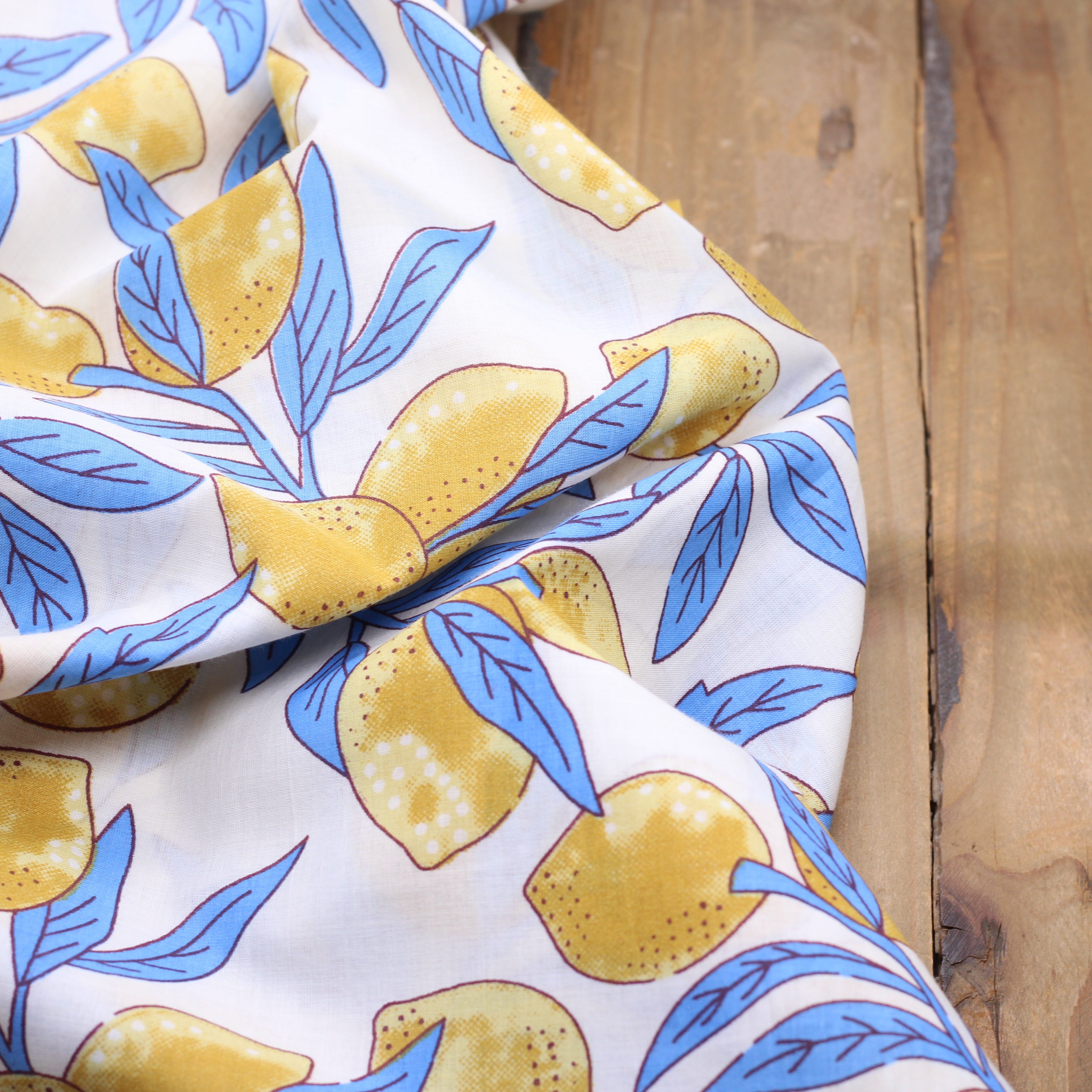 Tissu popeline de coton Block Fait-main CITRONS - Ecru (Vendu x10cm) Tissus Sélection Gaspard & Léonie | Gaspard et Léonie Tissus en ligne et Mercerie à Toulouse