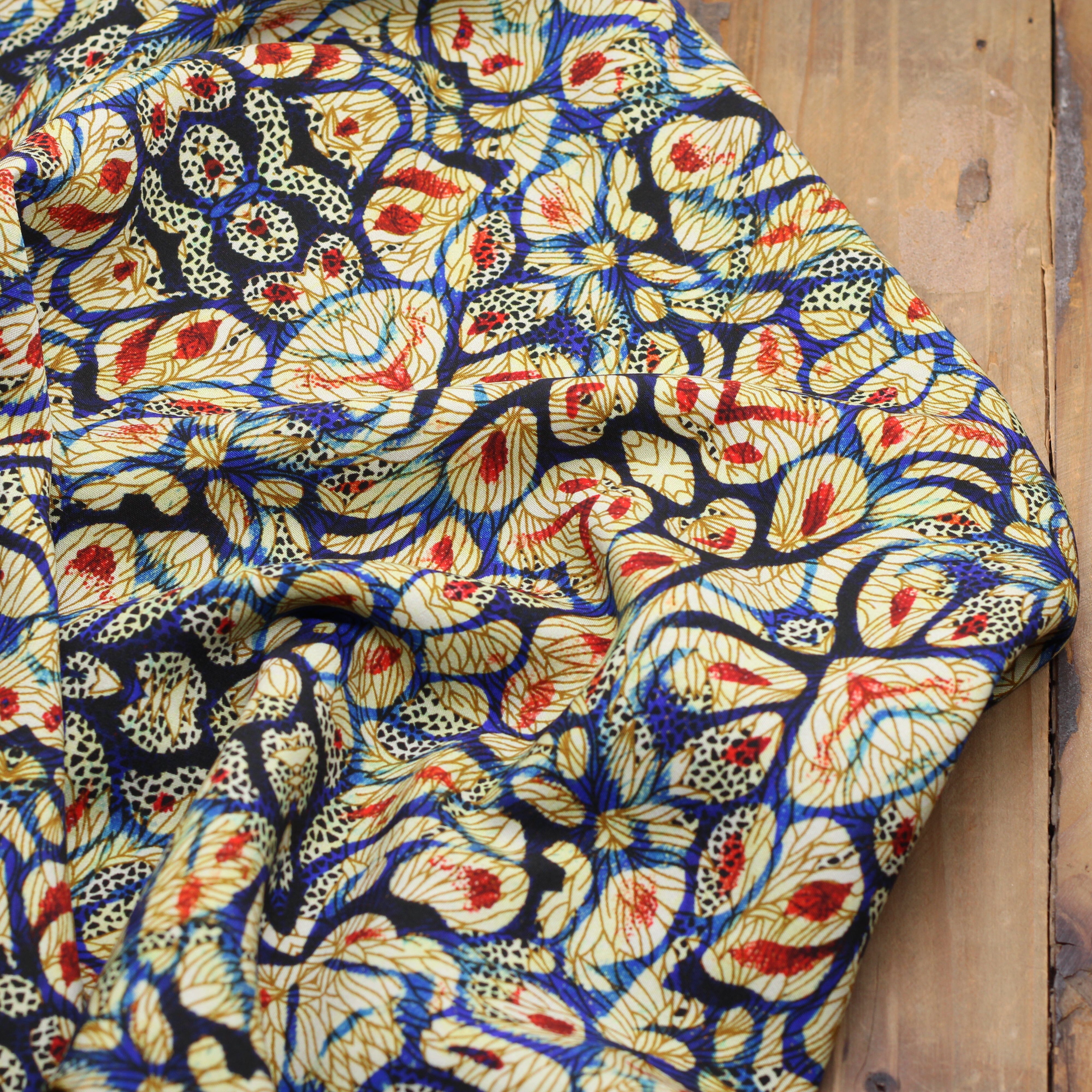 Tissu Popeline de coton- ETHNIC - Marine - STENZO (Vendu x10cm) Tissus Stenzo | Gaspard et Léonie Tissus en ligne et Mercerie à Toulouse