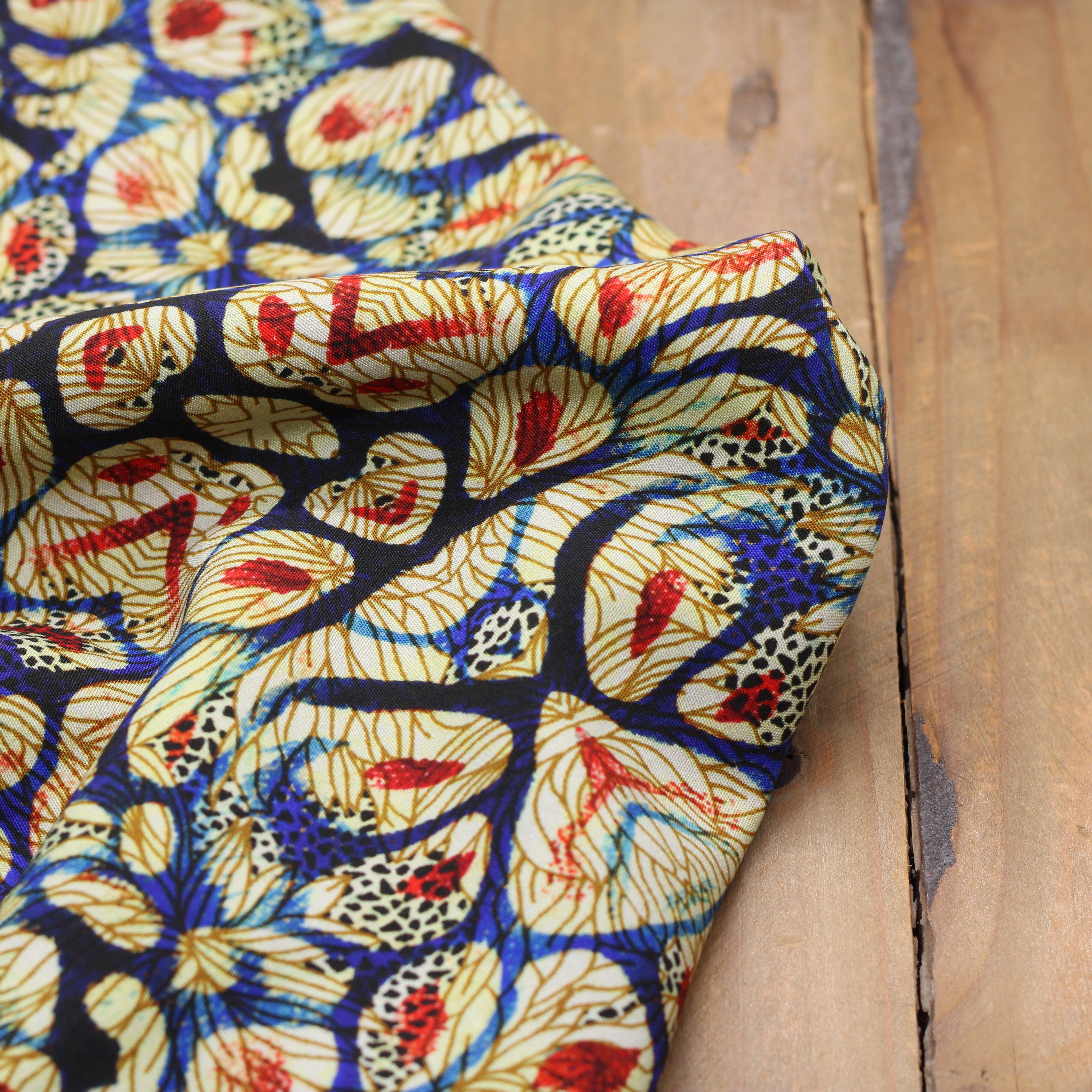 Tissu Popeline de coton- ETHNIC - Marine - STENZO (Vendu x10cm) Tissus Stenzo | Gaspard et Léonie Tissus en ligne et Mercerie à Toulouse