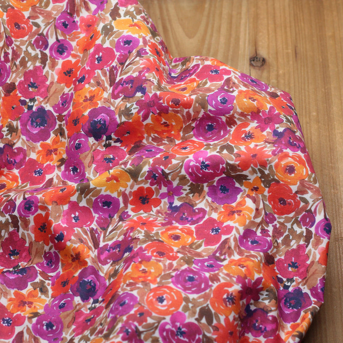 Tissu popeline de coton - FILENA -Rose/Orange (vendu x10cm) Tissus DOMOTEX | Gaspard et Léonie Tissus en ligne et Mercerie à Toulouse