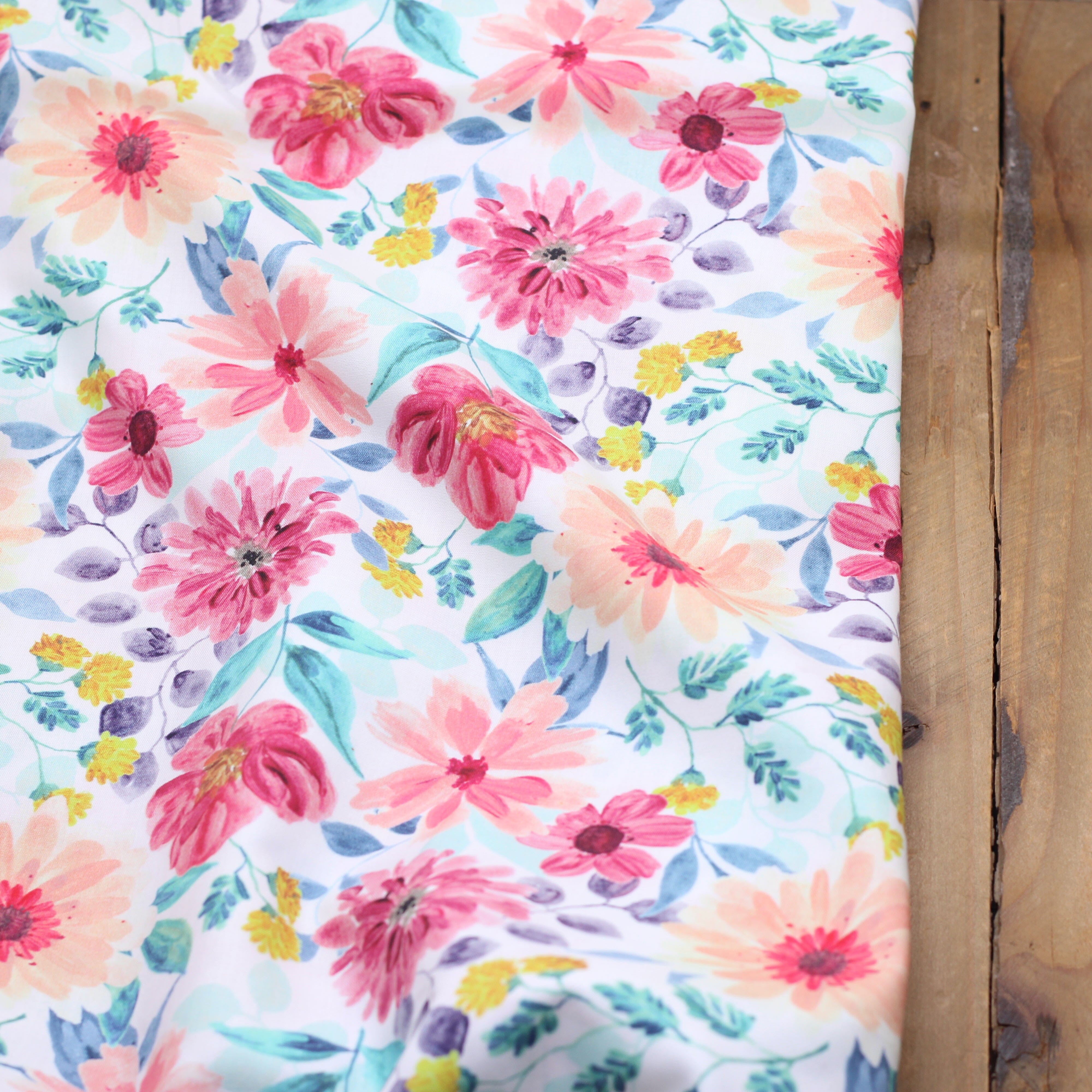 Tissu Popeline de coton- JULIETTE - Blanc (Vendu x10cm) Tissus POPPY Design For You | Gaspard et Léonie Tissus en ligne et Mercerie à Toulouse