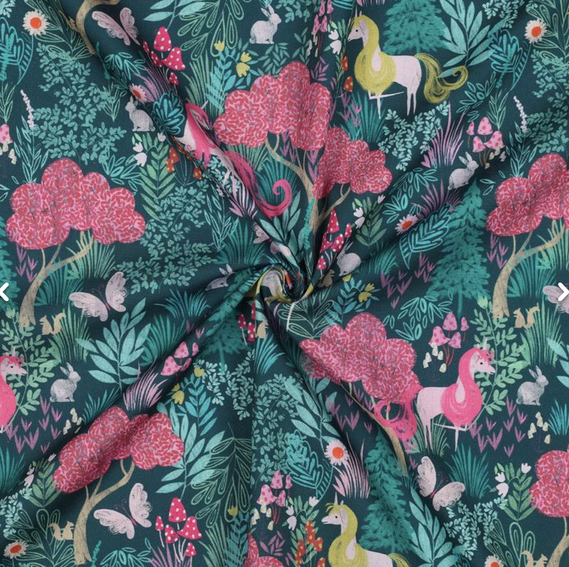 Tissu Popeline de coton - Licorne - Vert (Vendu x10cm) Tissus POPPY Design For You | Gaspard et Léonie Tissus en ligne et Mercerie à Toulouse