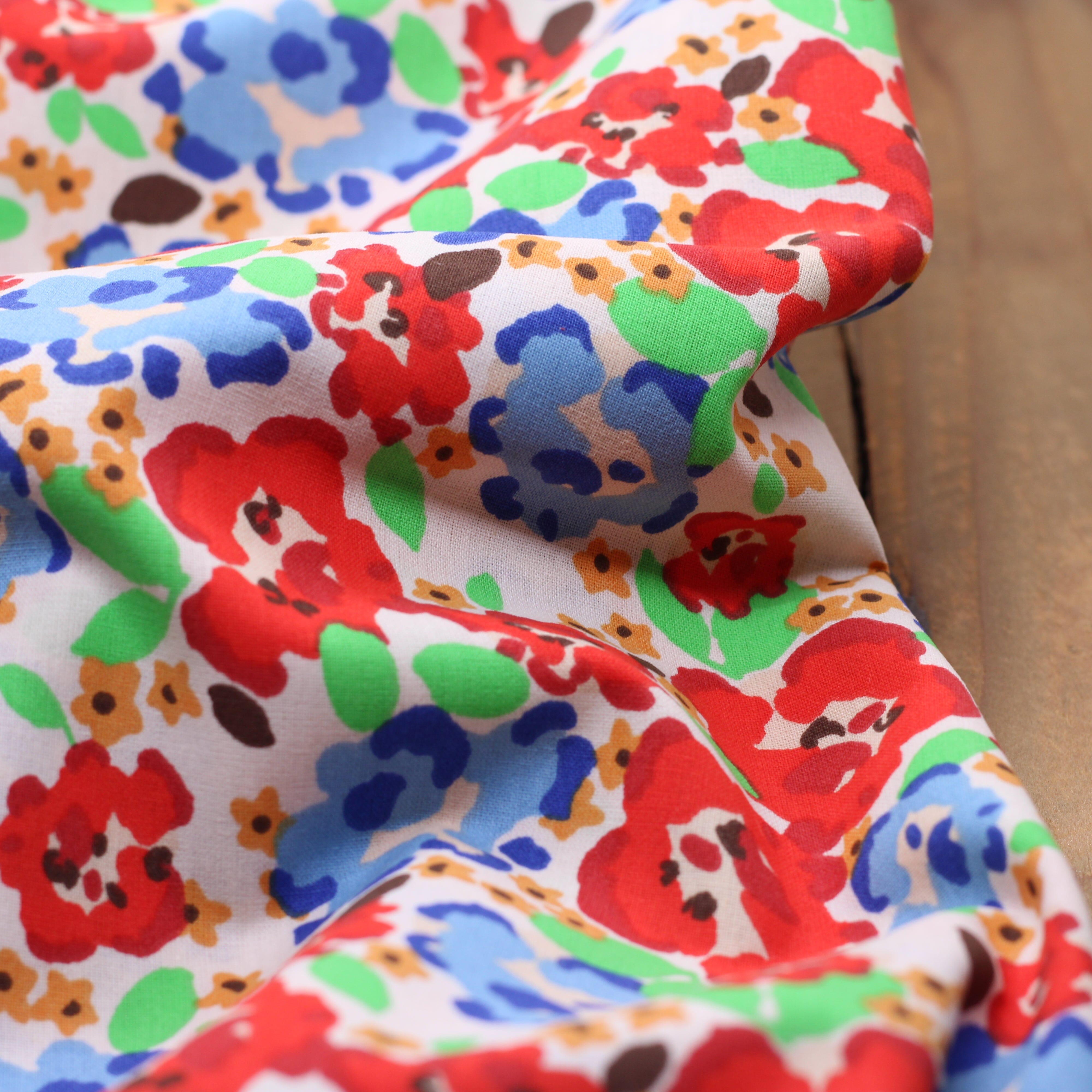 Tissu popeline de coton - ODALIE- Rouge (vendu x10cm) Tissus DOMOTEX | Gaspard et Léonie Tissus en ligne et Mercerie à Toulouse