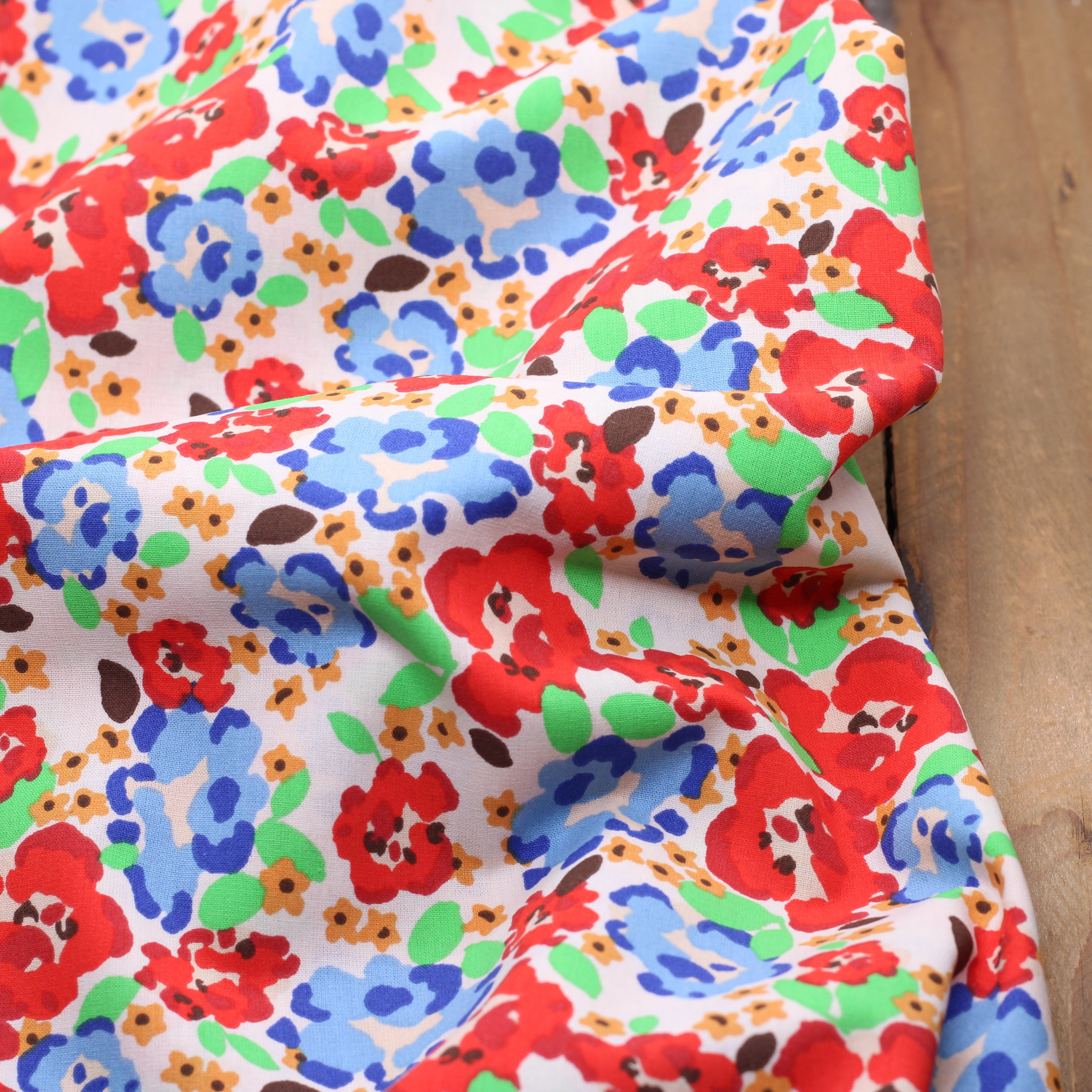 Tissu popeline de coton - ODALIE- Rouge (vendu x10cm) Tissus DOMOTEX | Gaspard et Léonie Tissus en ligne et Mercerie à Toulouse