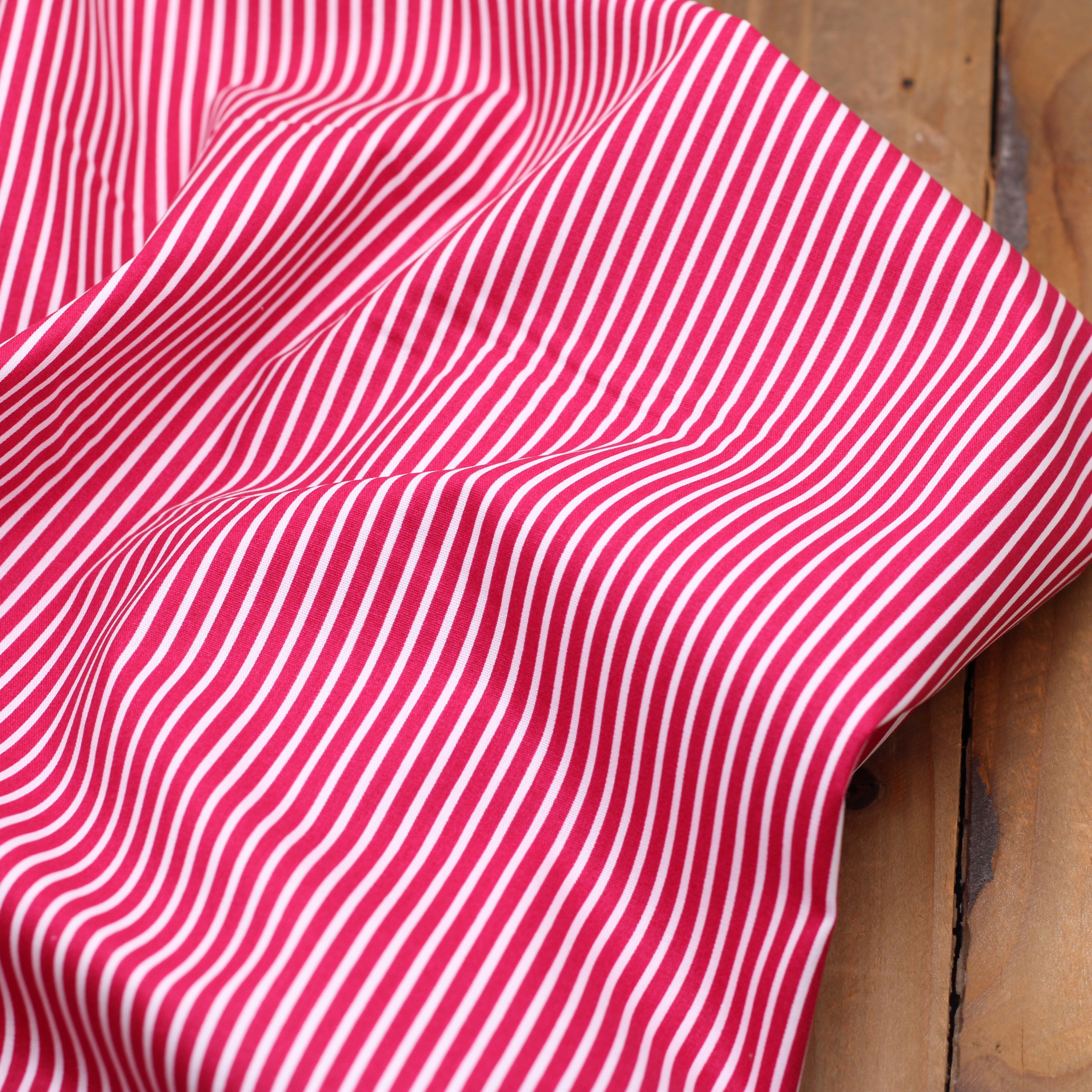 Tissu popeline de coton RAYURES - Rouge (Vendu x10cm) Tissus Sélection Gaspard & Léonie | Gaspard et Léonie Tissus en ligne et Mercerie à Toulouse