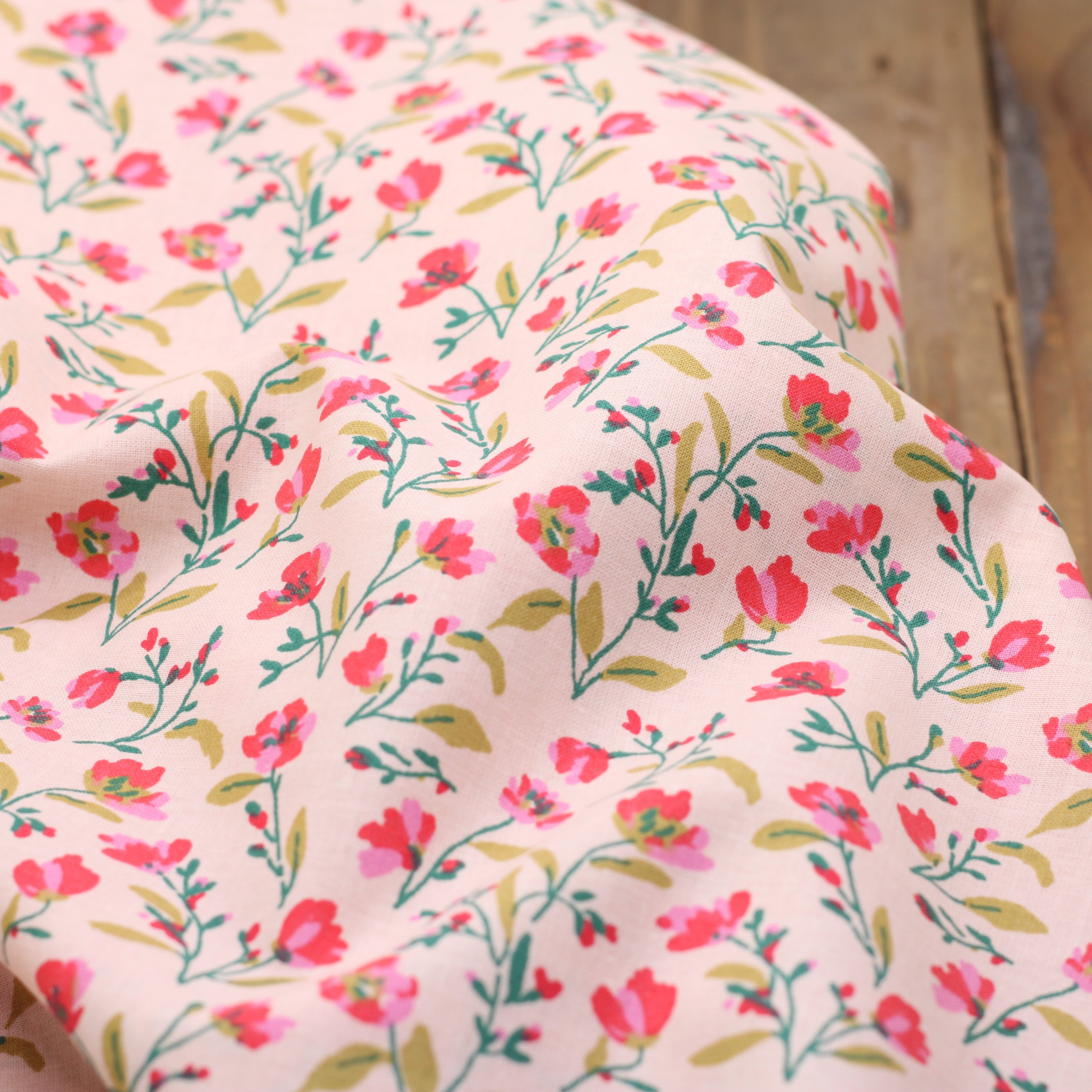 Tissu popeline de coton - VANDA - Pêche (vendu x10cm) Tissus DOMOTEX | Gaspard et Léonie Tissus en ligne et Mercerie à Toulouse