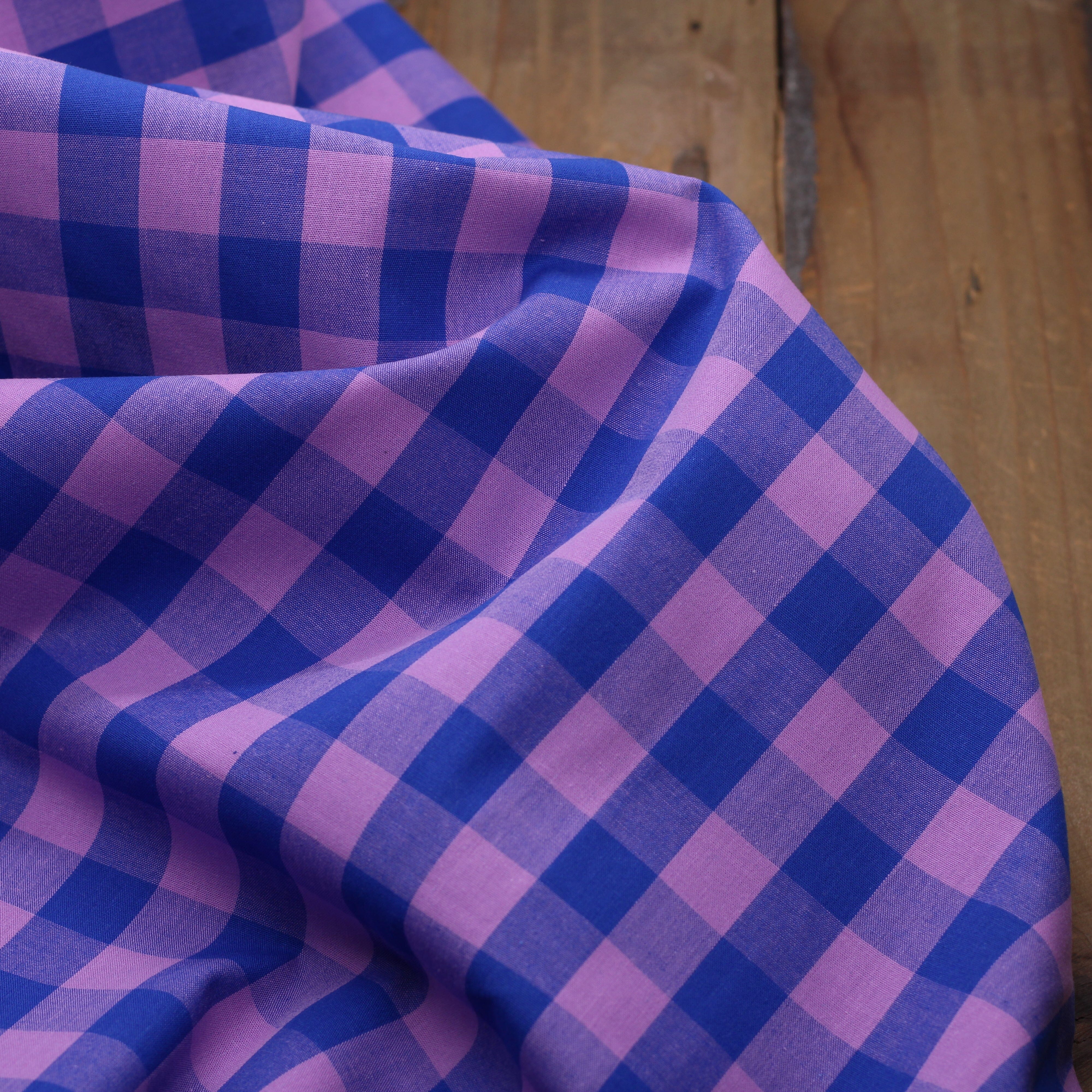 Tissu popeline de coton VICHY - Bleu / Lavande (Vendu x10cm) Tissus Sélection Gaspard & Léonie | Gaspard et Léonie Tissus en ligne et Mercerie à Toulouse