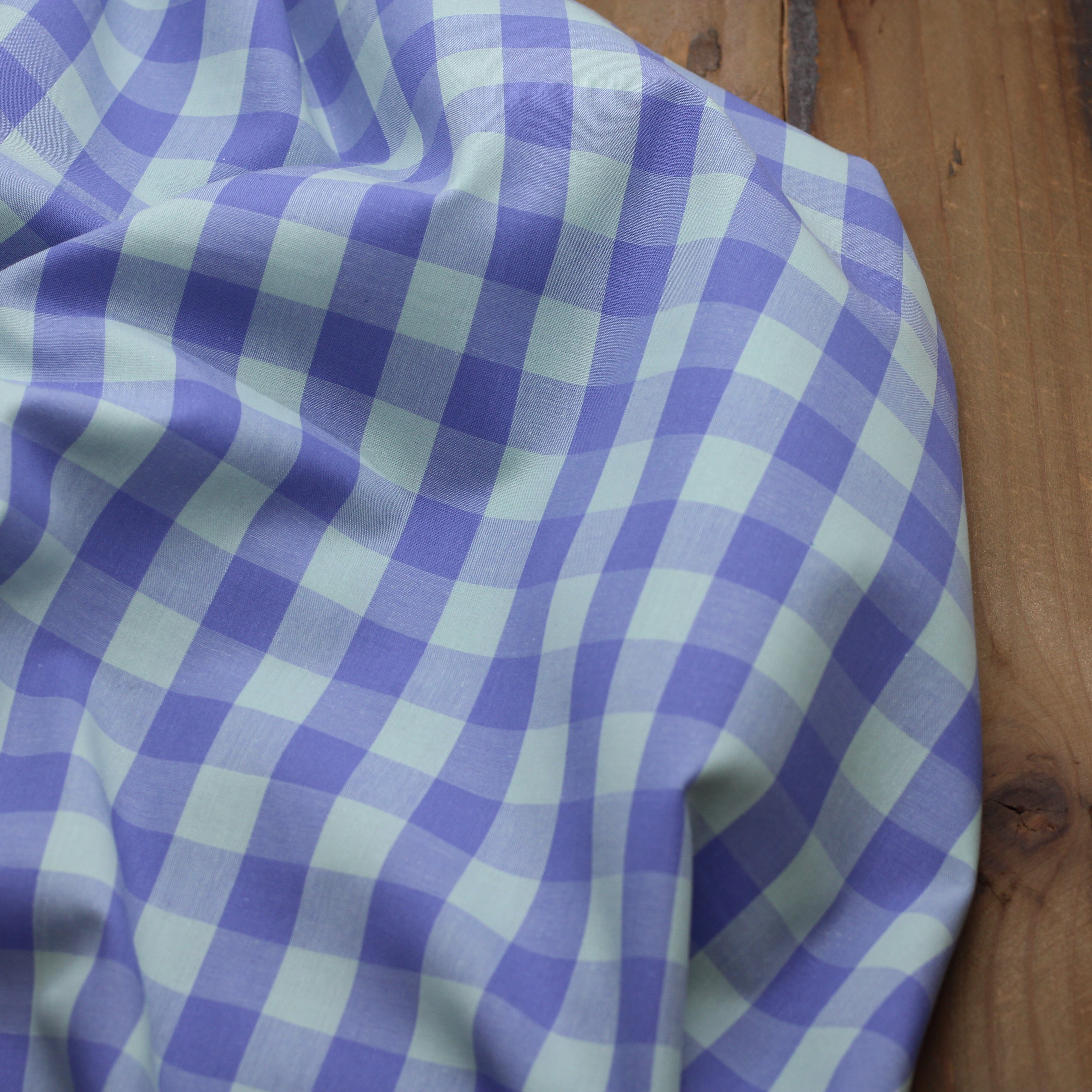 Tissu popeline de coton VICHY - Bleu / Vert menthe (Vendu x10cm) Tissus Sélection Gaspard & Léonie | Gaspard et Léonie Tissus en ligne et Mercerie à Toulouse