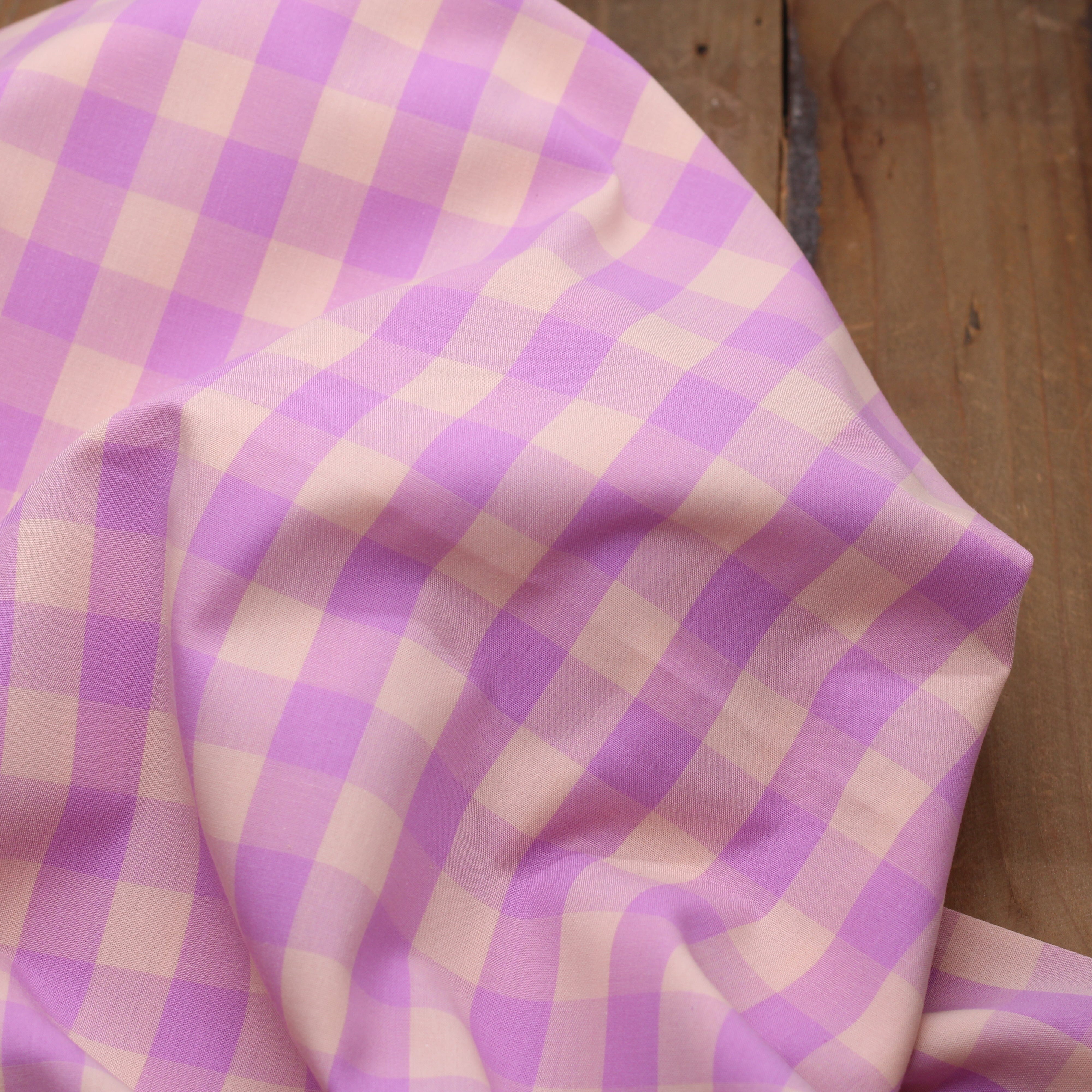 Tissu popeline de coton VICHY - Mauve/Saumon (Vendu x10cm) Tissus Sélection Gaspard & Léonie | Gaspard et Léonie Tissus en ligne et Mercerie à Toulouse