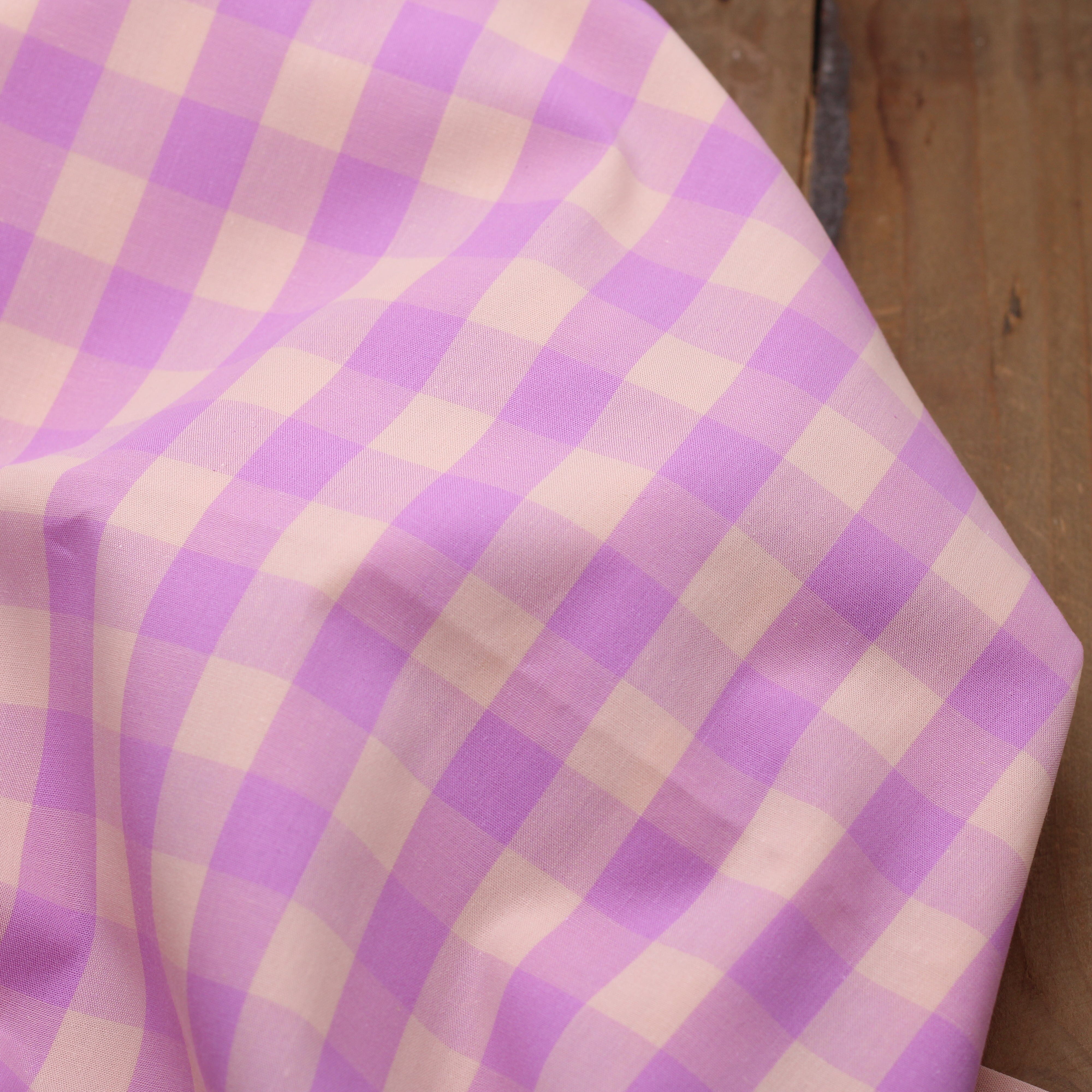 Tissu popeline de coton VICHY - Mauve/Saumon (Vendu x10cm) Tissus Sélection Gaspard & Léonie | Gaspard et Léonie Tissus en ligne et Mercerie à Toulouse