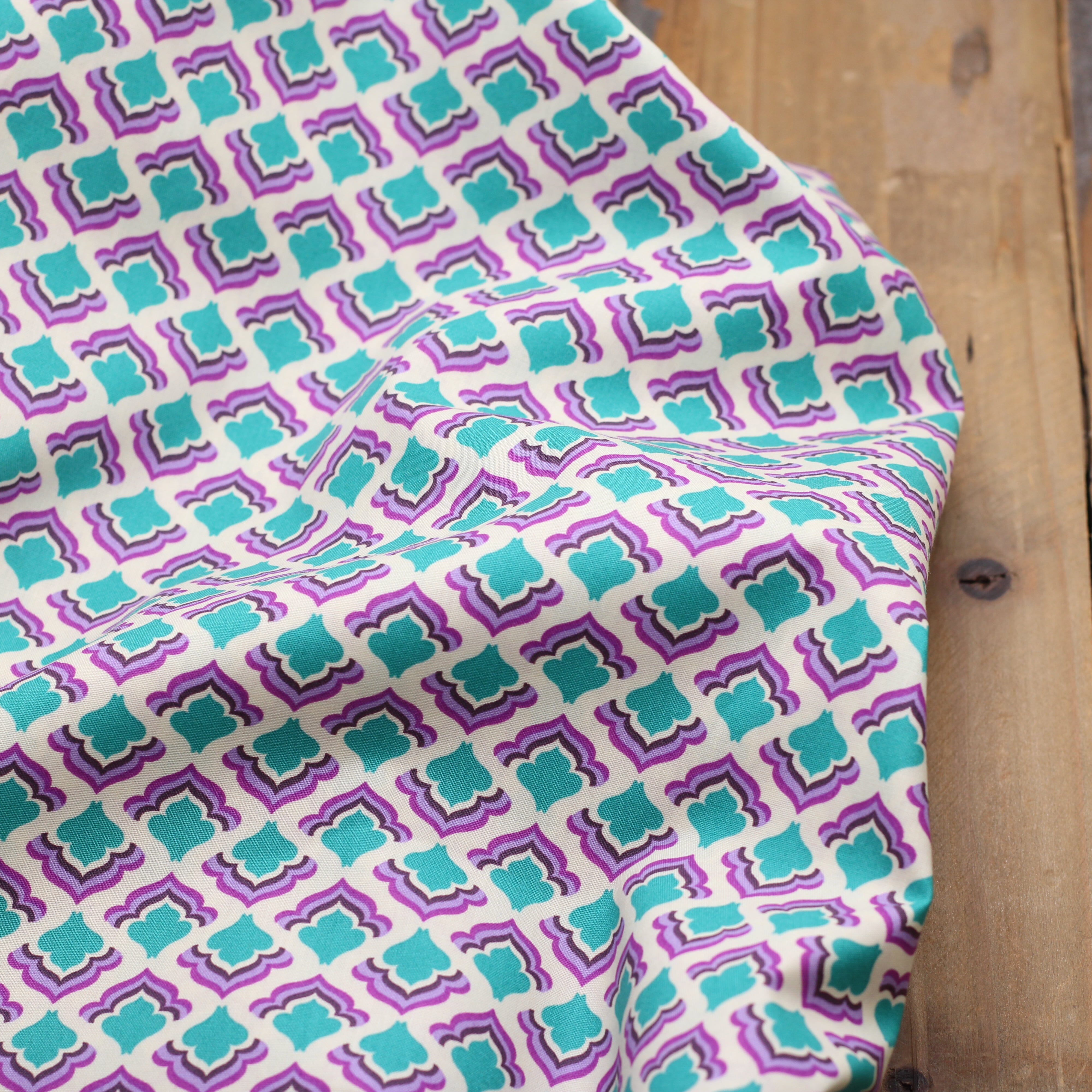 Tissu Popeline de coton - VINTAGE MINI FLOWERS - Violet/Turquoise (Vendu x10cm) Tissus POPPY Design For You | Gaspard et Léonie Tissus en ligne et Mercerie à Toulouse