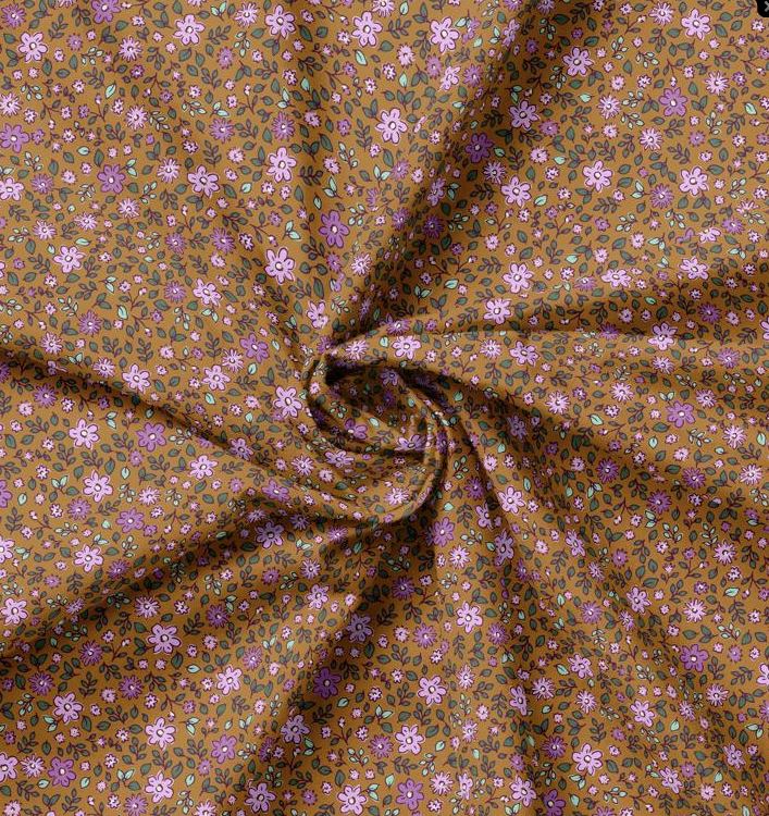 Tissu popeline de coton - YVETTE - Ocre Mauve (vendu x10cm) Tissus DOMOTEX | Gaspard et Léonie Tissus en ligne et Mercerie à Toulouse