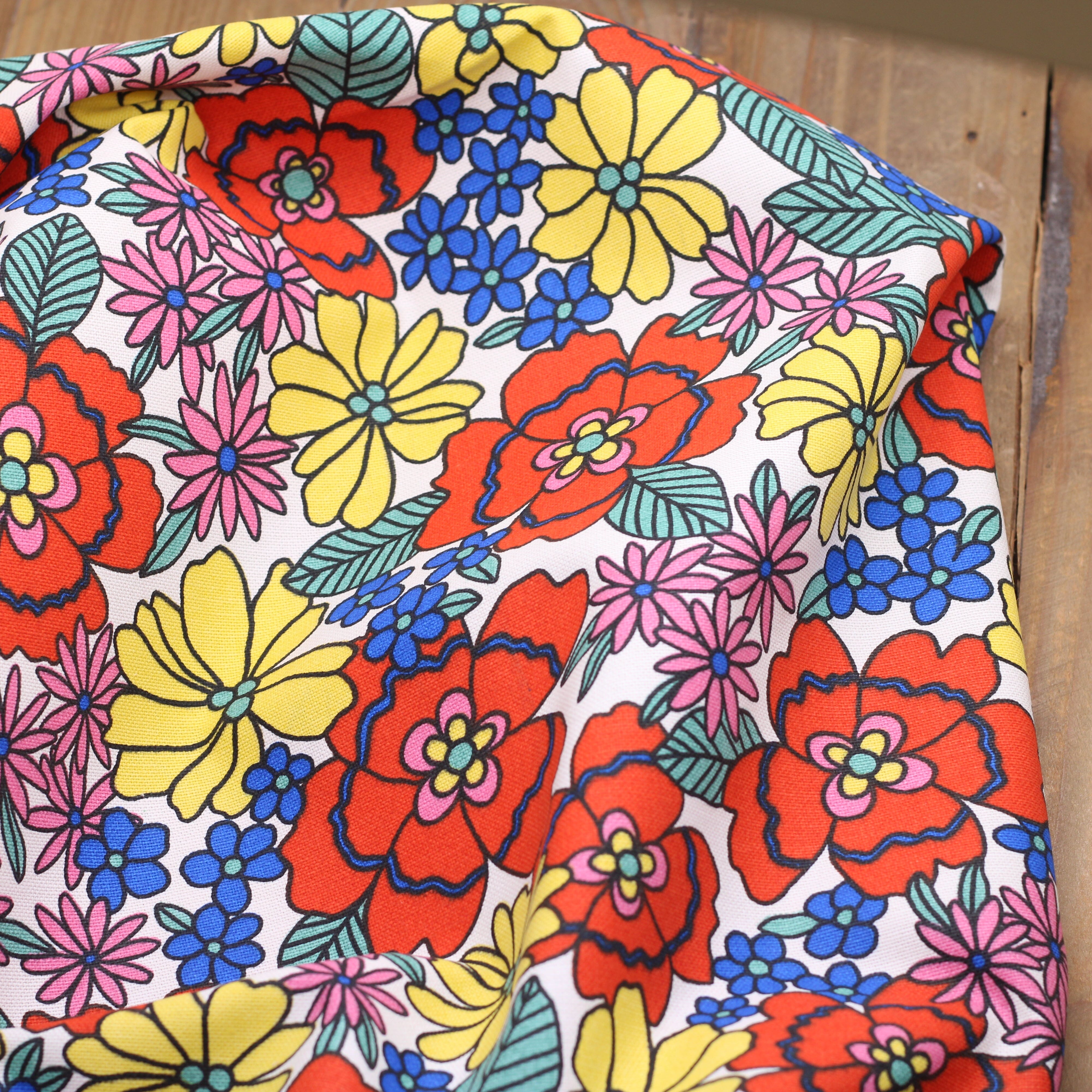 Tissu toile de coton demi Natté de coton - BELONIA - Ecru Rouge (Vendu x10cm) Tissus DOMOTEX | Gaspard et Léonie Tissus en ligne et Mercerie à Toulouse