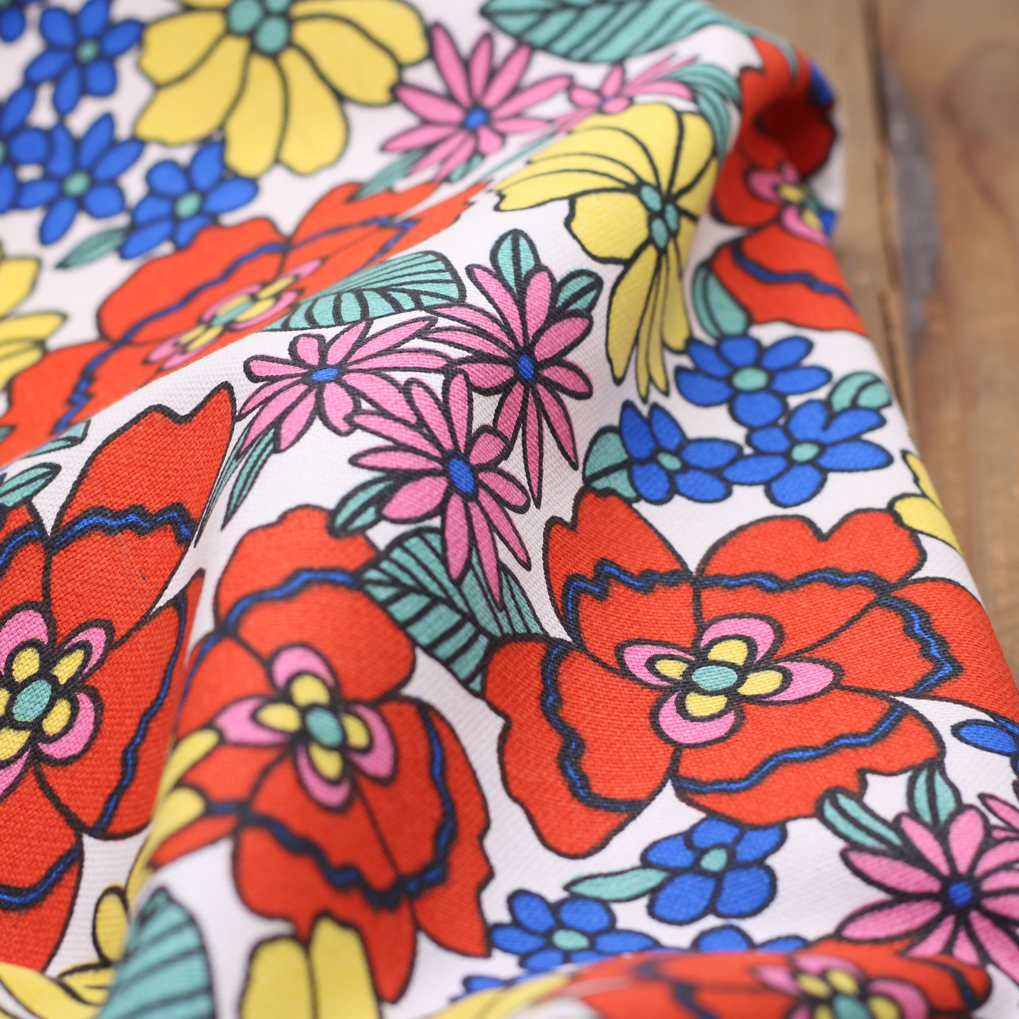 Tissu toile de coton demi Natté de coton - BELONIA - Ecru Rouge (Vendu x10cm) Tissus DOMOTEX | Gaspard et Léonie Tissus en ligne et Mercerie à Toulouse