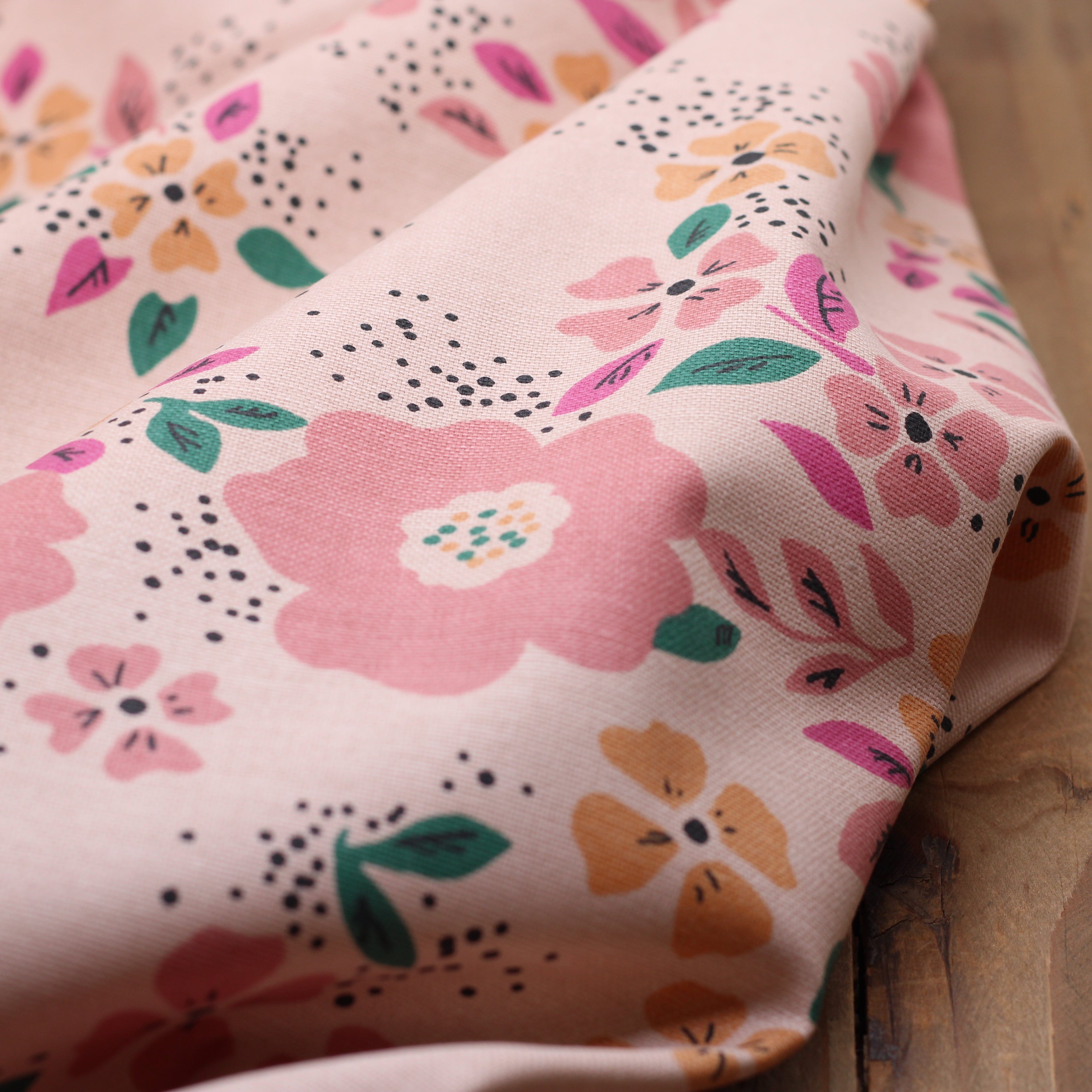 Tissu toile de coton demi Natté de coton - OSCALIA - Ficelle/Rose (Vendu x10cm) Tissus DOMOTEX | Gaspard et Léonie Tissus en ligne et Mercerie à Toulouse