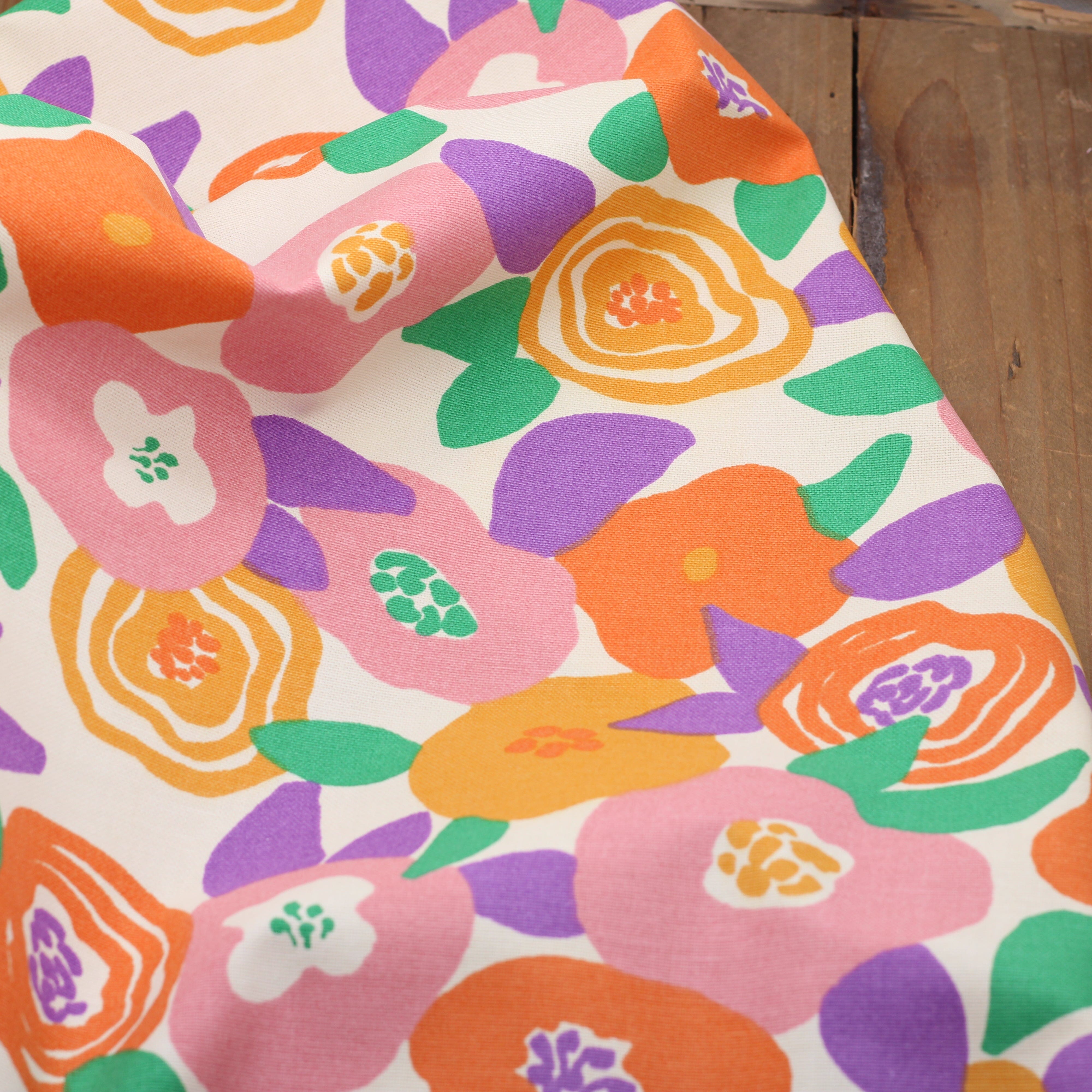 Tissu toile de coton demi Natté de coton -VIVIANE Rose/Jaune (Vendu x10cm) Tissus DOMOTEX | Gaspard et Léonie Tissus en ligne et Mercerie à Toulouse