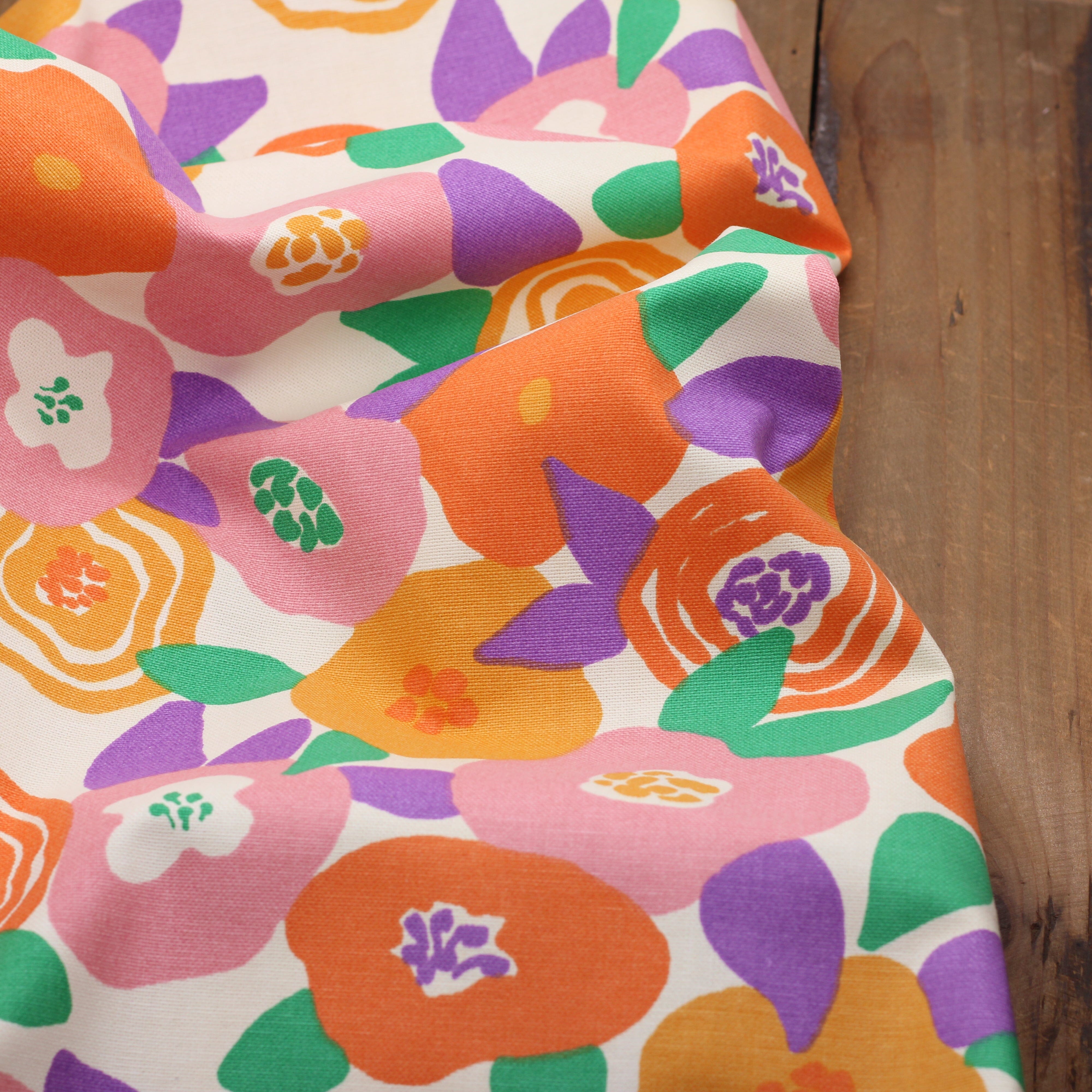 Tissu toile de coton demi Natté de coton -VIVIANE Rose/Jaune (Vendu x10cm) Tissus DOMOTEX | Gaspard et Léonie Tissus en ligne et Mercerie à Toulouse