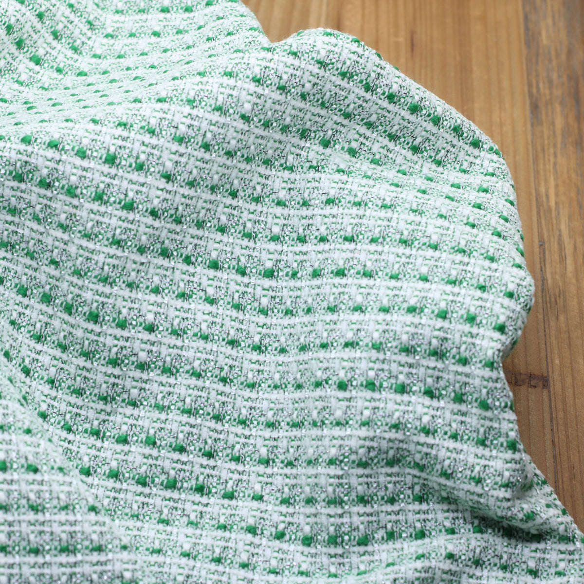 Tissu Tweed - ESMERALDA - Vert/Argent (Vendu x10cm) Tissus Sélection Gaspard & Léonie | Gaspard et Léonie Tissus en ligne et Mercerie à Toulouse