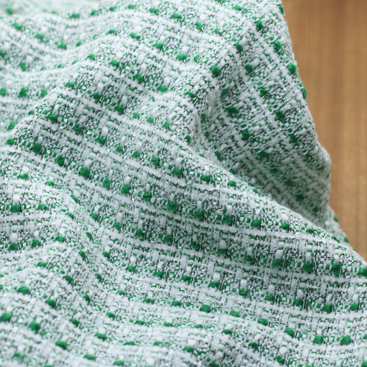 Tissu Tweed - ESMERALDA - Vert/Argent (Vendu x10cm) Tissus Sélection Gaspard & Léonie | Gaspard et Léonie Tissus en ligne et Mercerie à Toulouse