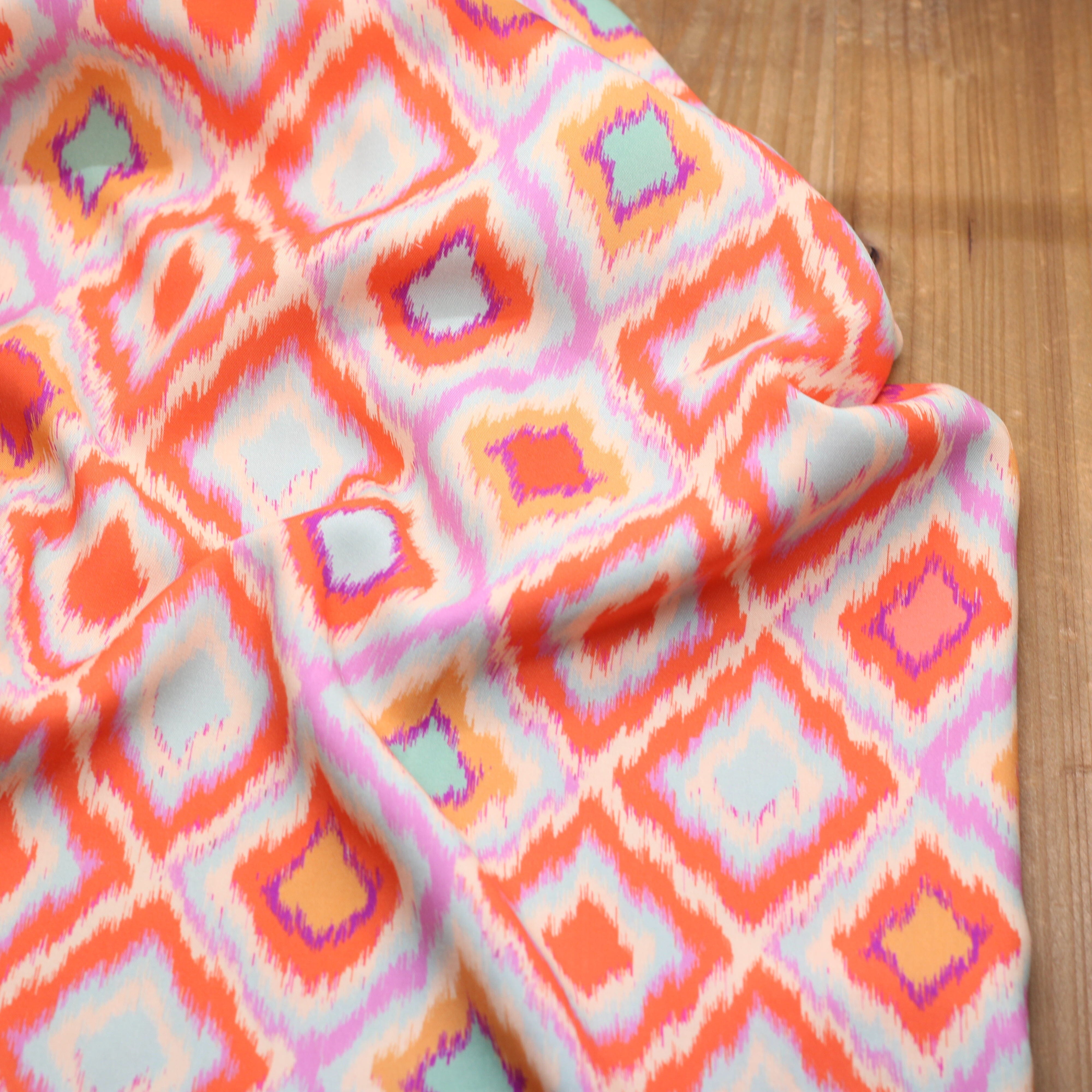 Tissu Viscose - ABSTRACT LOSANGES - Orange (vendu x10cm) Tissus Sélection Gaspard & Léonie | Gaspard et Léonie Tissus en ligne et Mercerie à Toulouse