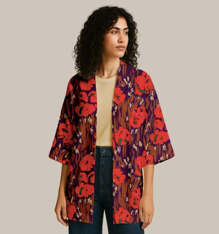 Tissu Viscose - AMAYA - Violet/Rouge (Vendu par 10cm) Tissus Sélection Gaspard & Léonie | Gaspard et Léonie Tissus en ligne et Mercerie à Toulouse