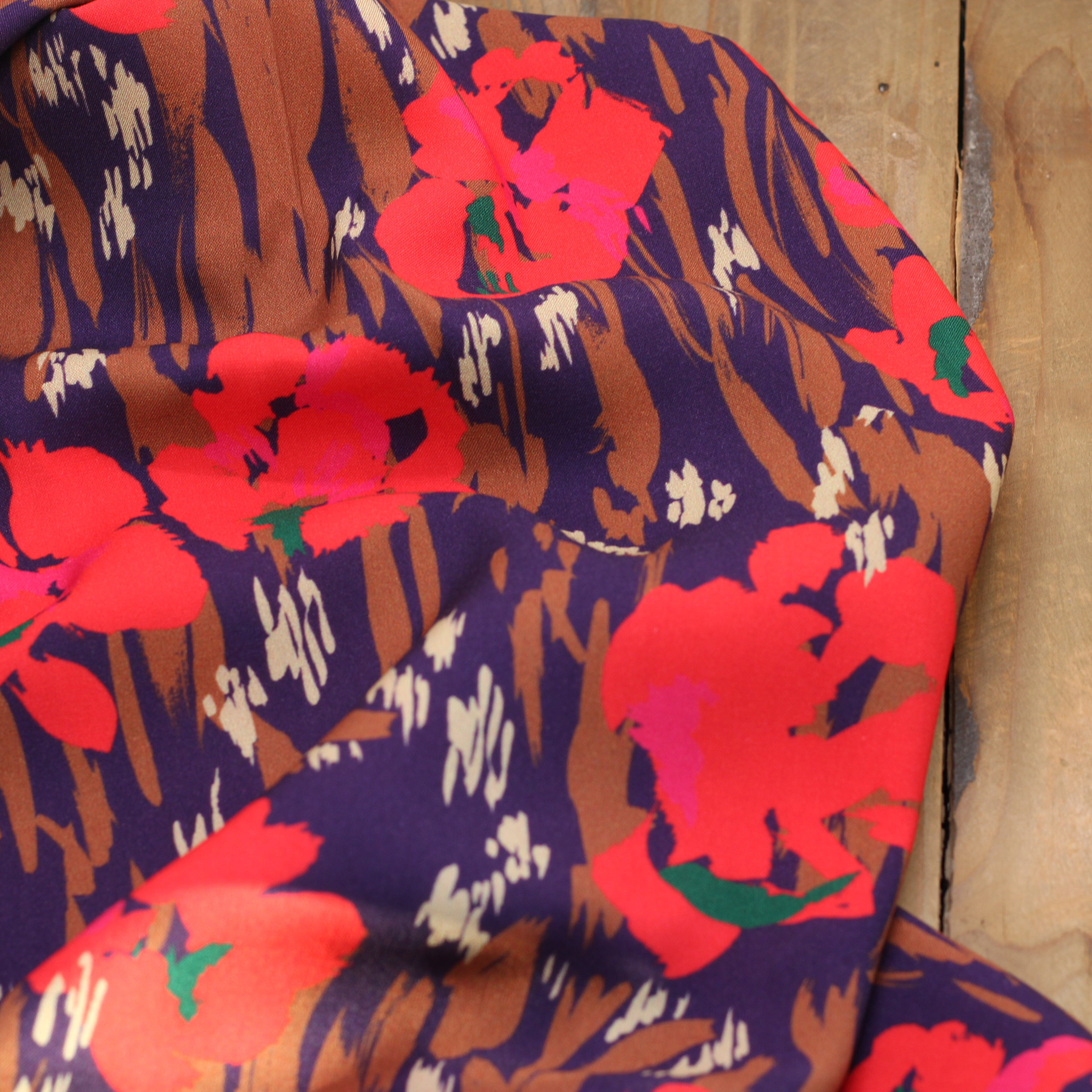 Tissu Viscose - AMAYA - Violet/Rouge (Vendu par 10cm) Tissus Sélection Gaspard & Léonie | Gaspard et Léonie Tissus en ligne et Mercerie à Toulouse