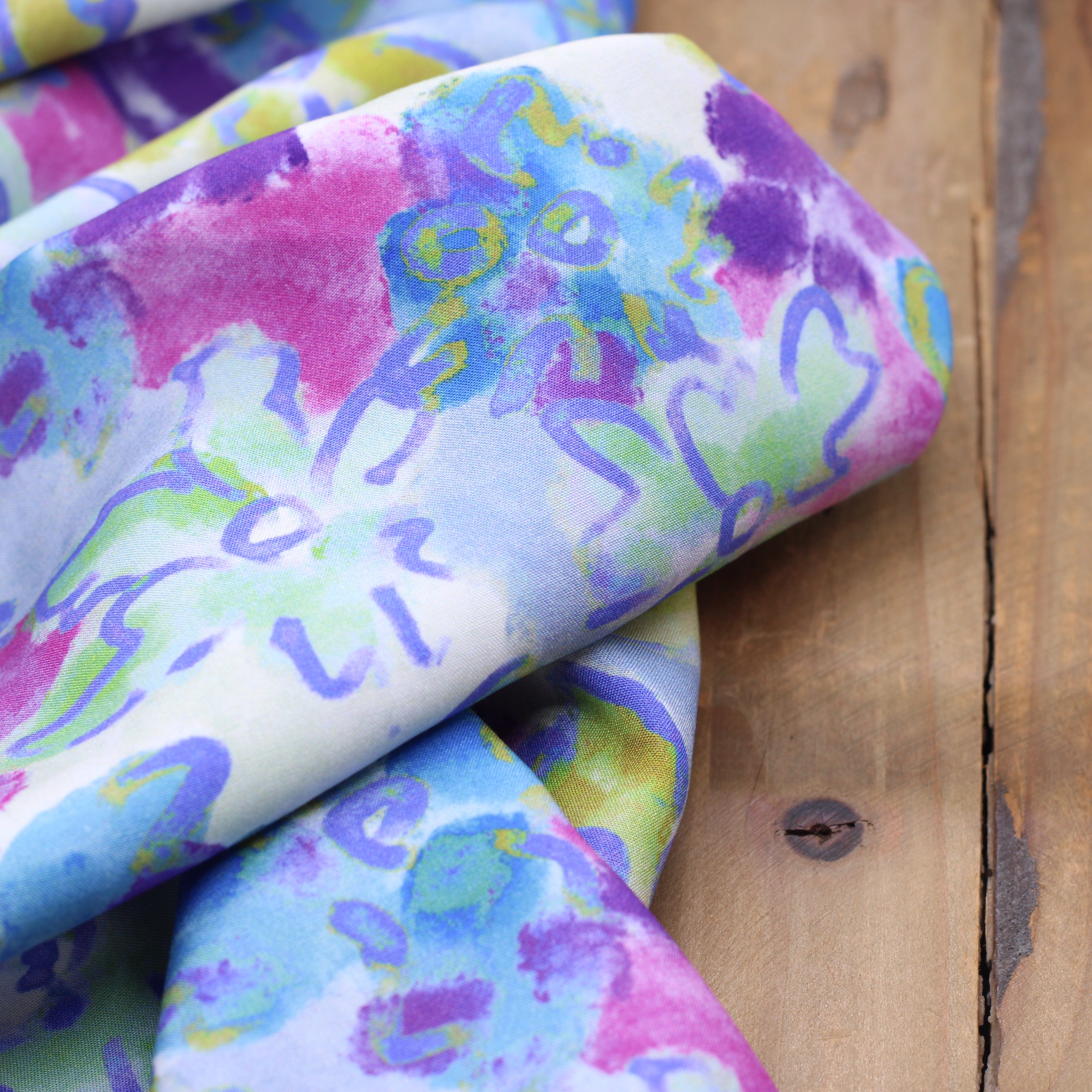 Tissu Viscose - FLEUR - Bleu (vendu x10cm) Tissus Sélection Gaspard & Léonie | Gaspard et Léonie Tissus en ligne et Mercerie à Toulouse