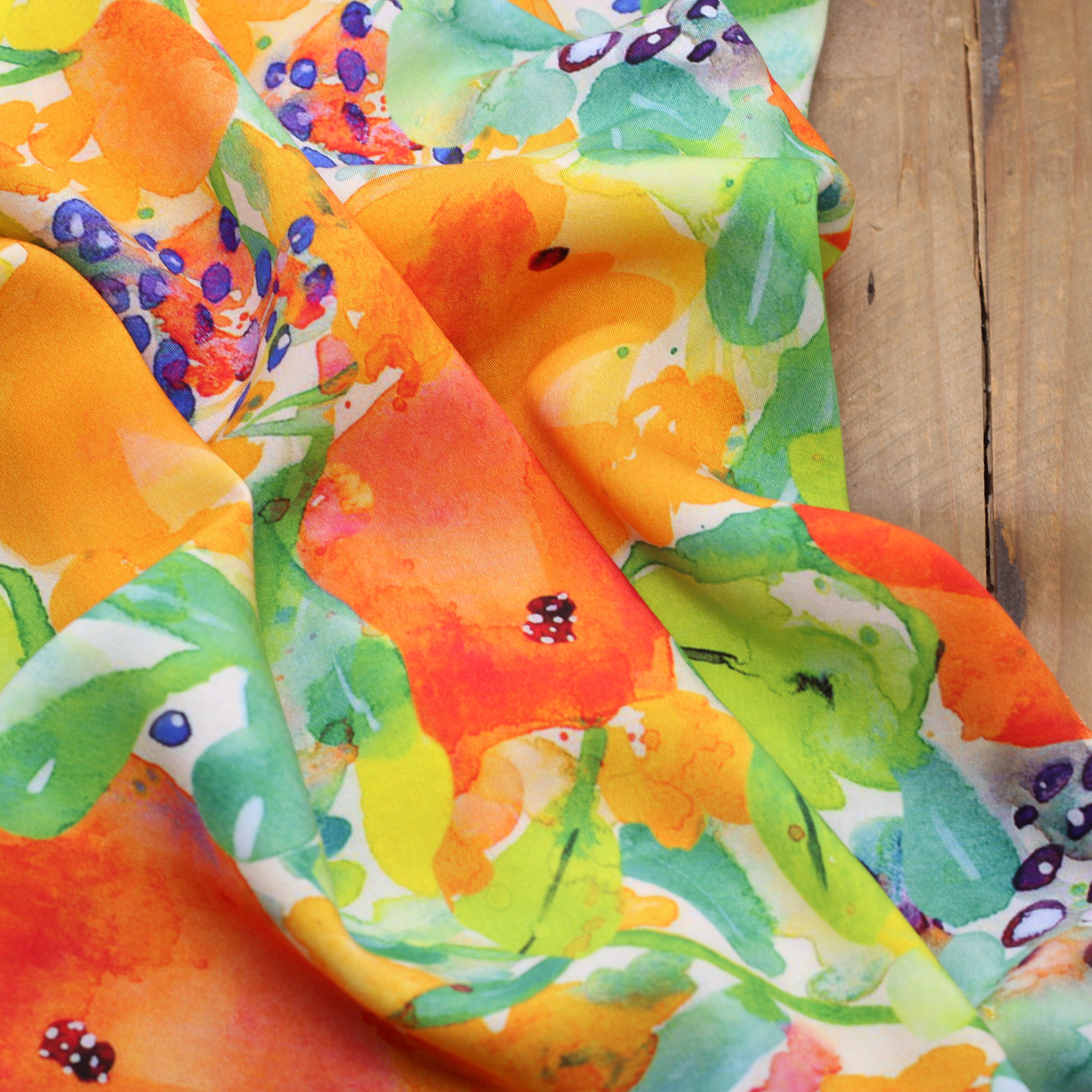 Tissu Viscose - FLEUR - Orange (vendu x10cm) Tissus Sélection Gaspard & Léonie | Gaspard et Léonie Tissus en ligne et Mercerie à Toulouse