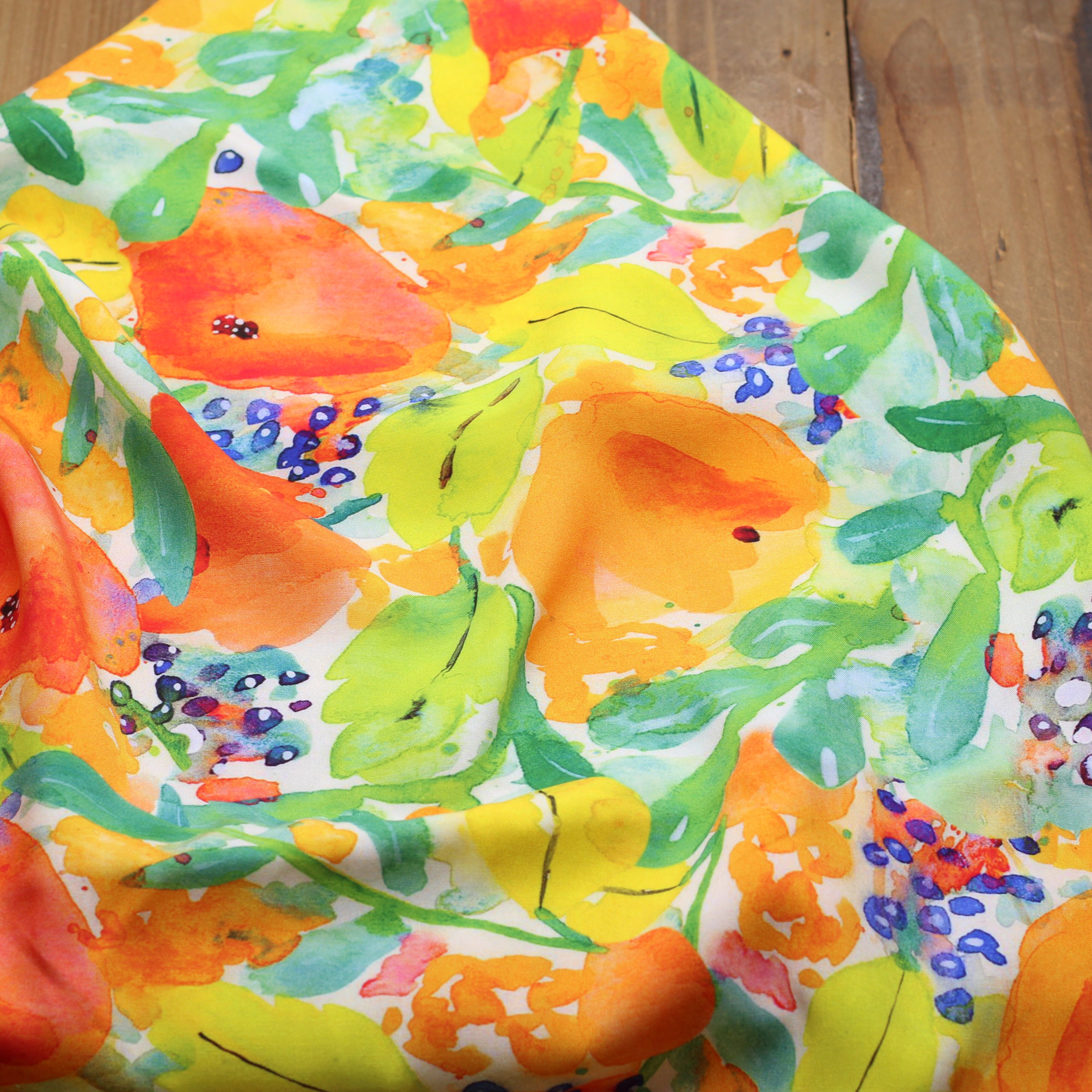 Tissu Viscose - FLEUR - Orange (vendu x10cm) Tissus Sélection Gaspard & Léonie | Gaspard et Léonie Tissus en ligne et Mercerie à Toulouse