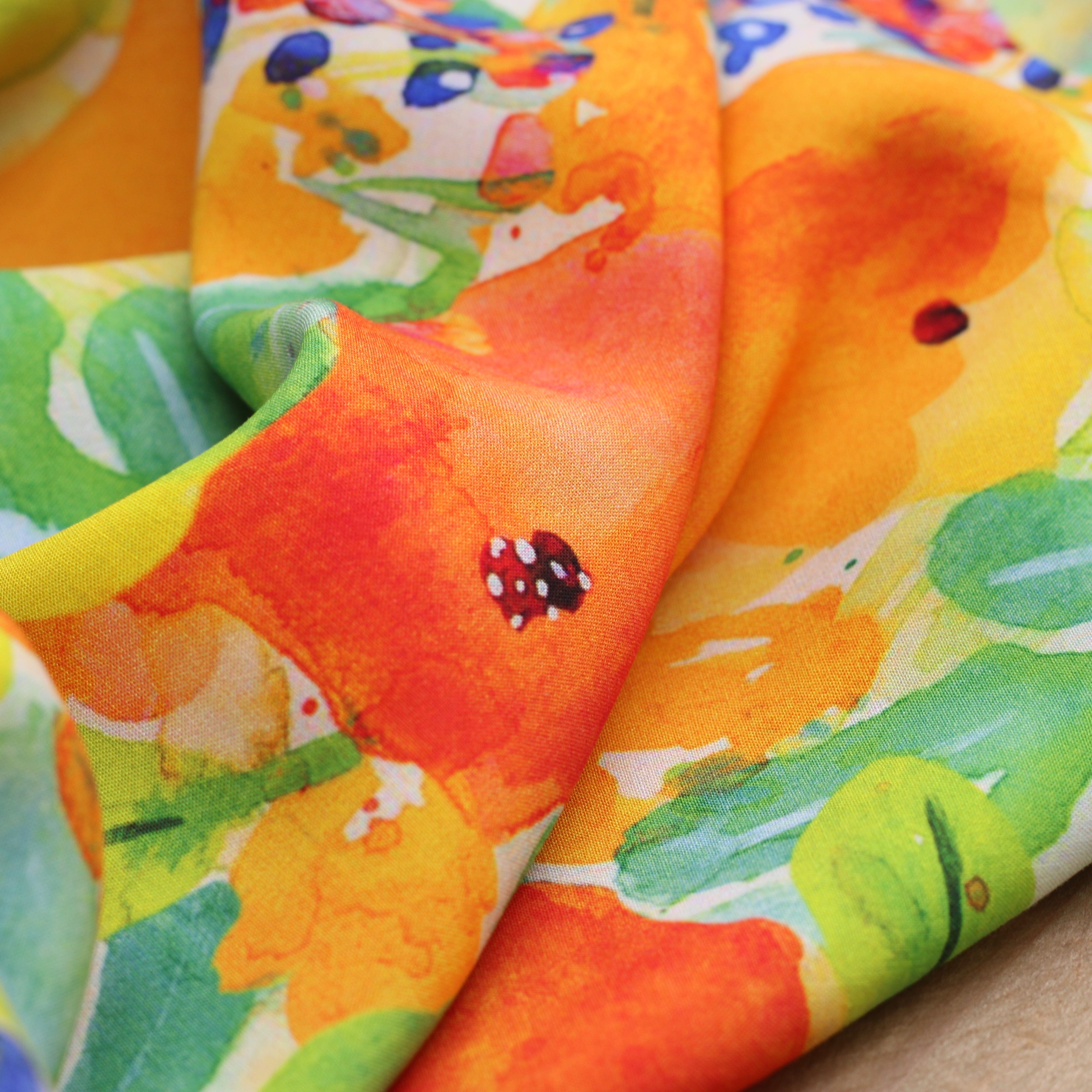 Tissu Viscose - FLEUR - Orange (vendu x10cm) Tissus Sélection Gaspard & Léonie | Gaspard et Léonie Tissus en ligne et Mercerie à Toulouse