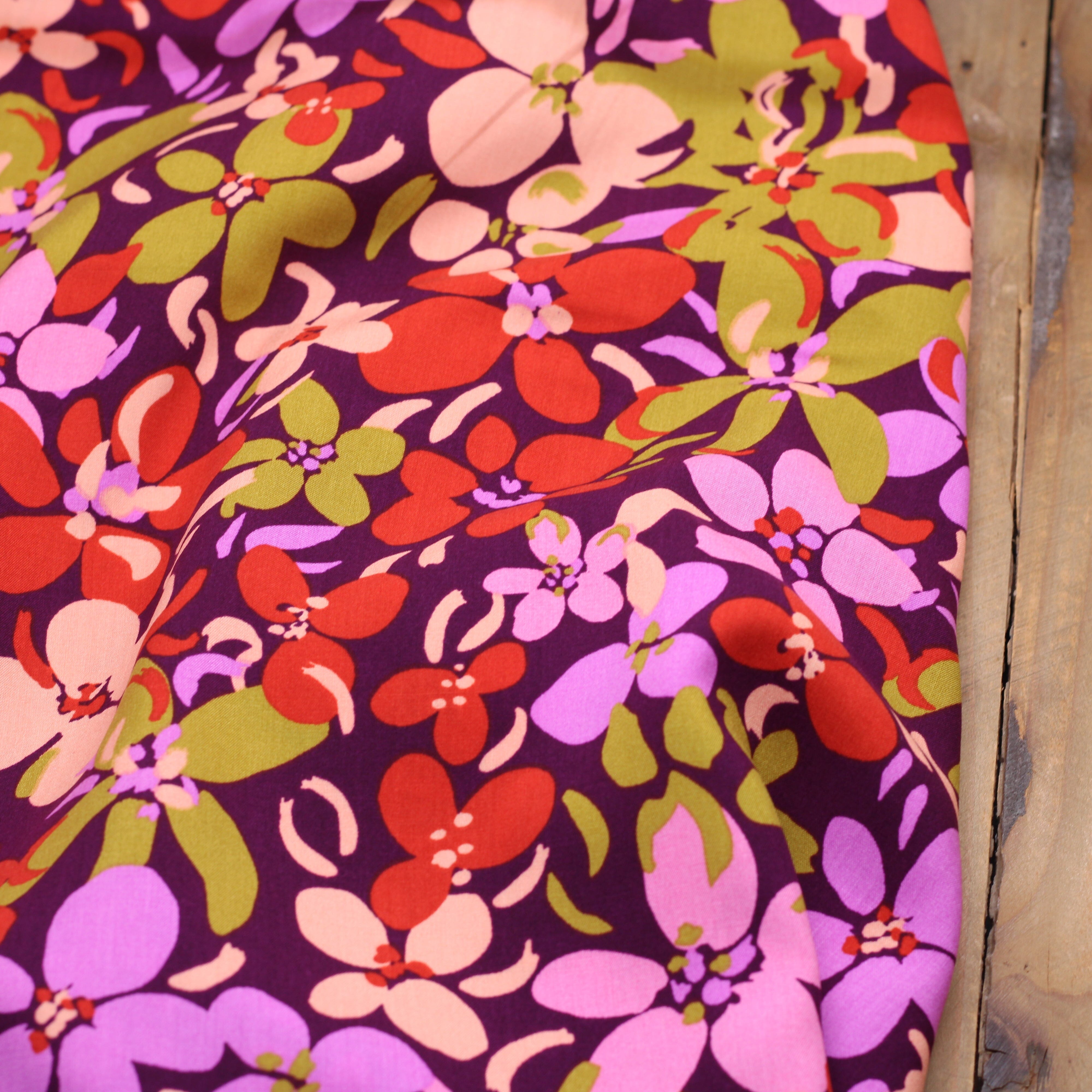 Tissu Viscose - FLEUR - Violet (vendu x10cm) Tissus Sélection Gaspard & Léonie | Gaspard et Léonie Tissus en ligne et Mercerie à Toulouse