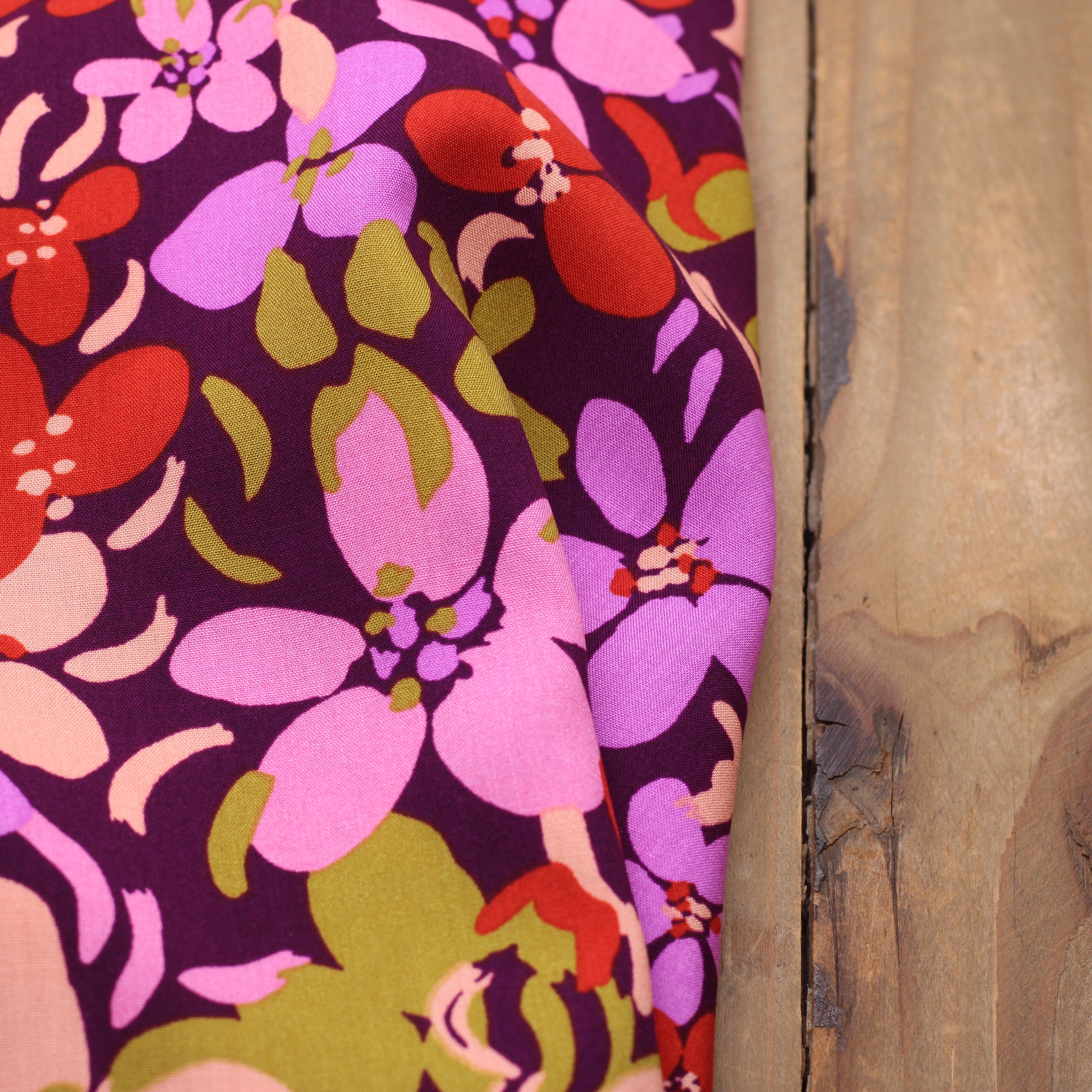 Tissu Viscose - FLEUR - Violet (vendu x10cm) Tissus Sélection Gaspard & Léonie | Gaspard et Léonie Tissus en ligne et Mercerie à Toulouse