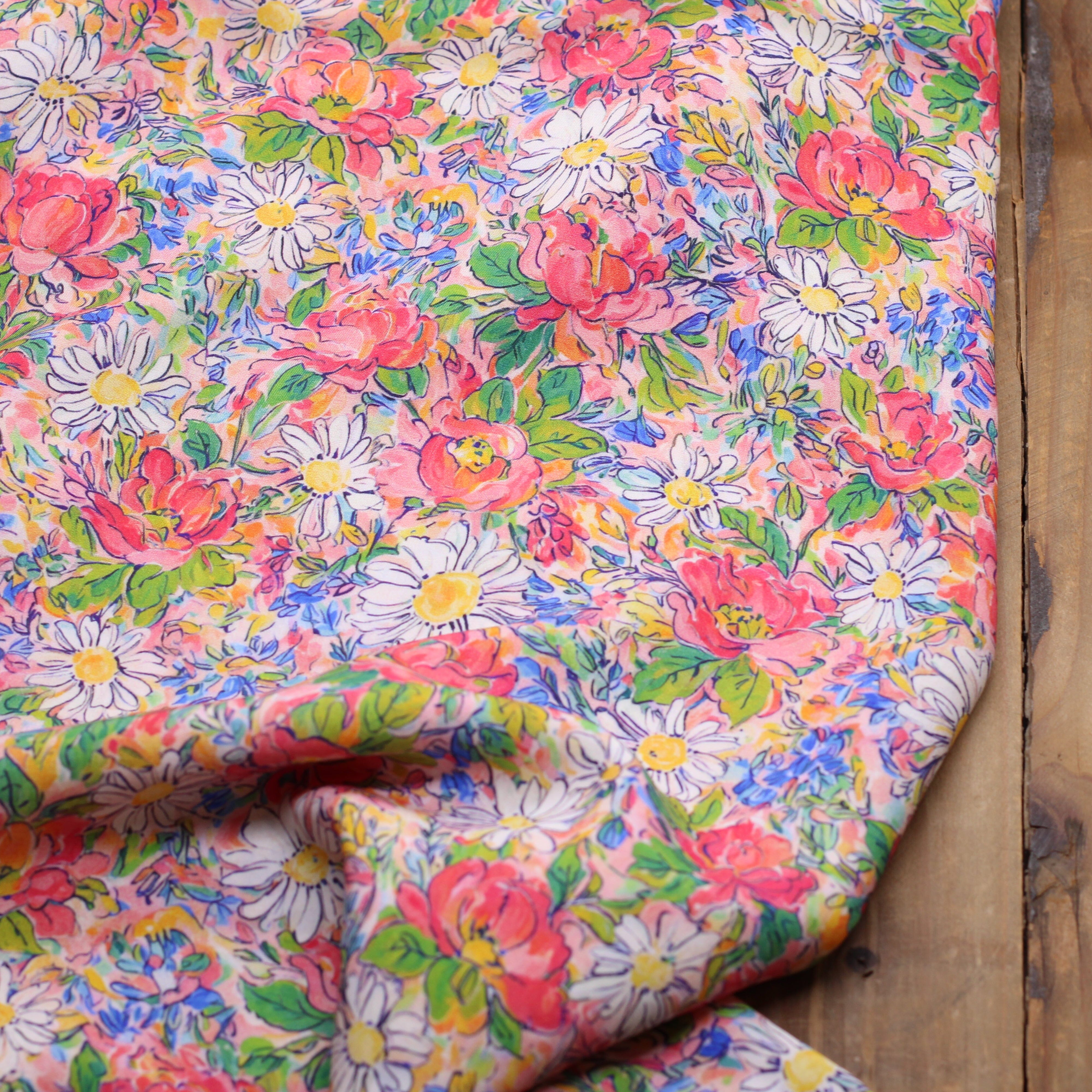 Tissu Viscose Fleuri - Rose (vendu x10cm) Tissus Sélection Gaspard & Léonie | Gaspard et Léonie Tissus en ligne et Mercerie à Toulouse