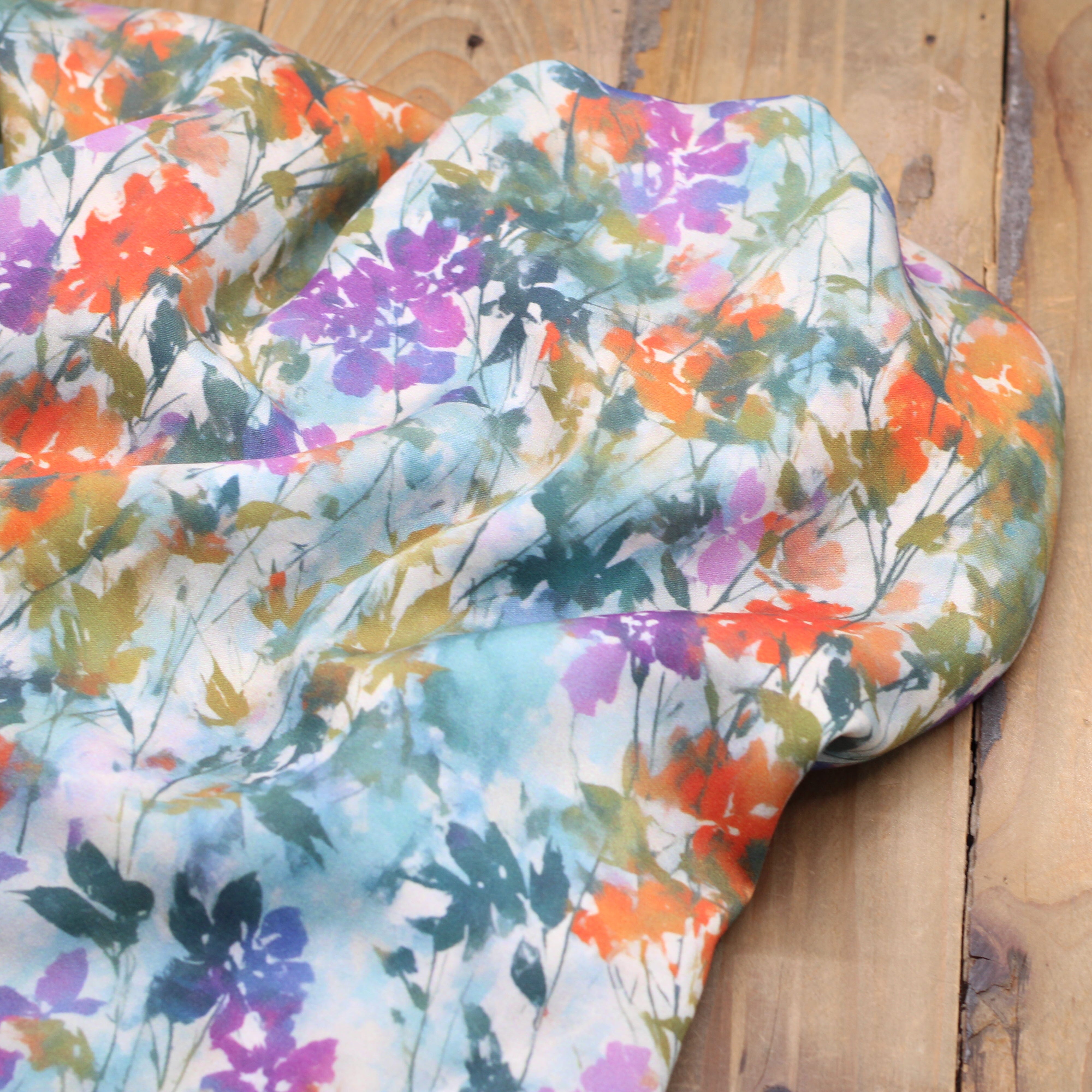 Tissu Viscose Fleurie - TINA - Gris (vendu x10cm) Tissus Sélection Gaspard & Léonie | Gaspard et Léonie Tissus en ligne et Mercerie à Toulouse