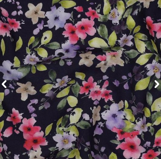 Tissu Viscose - FLOWERS - Bleu marine (vendu x10cm) Tissus Sélection Gaspard & Léonie | Gaspard et Léonie Tissus en ligne et Mercerie à Toulouse