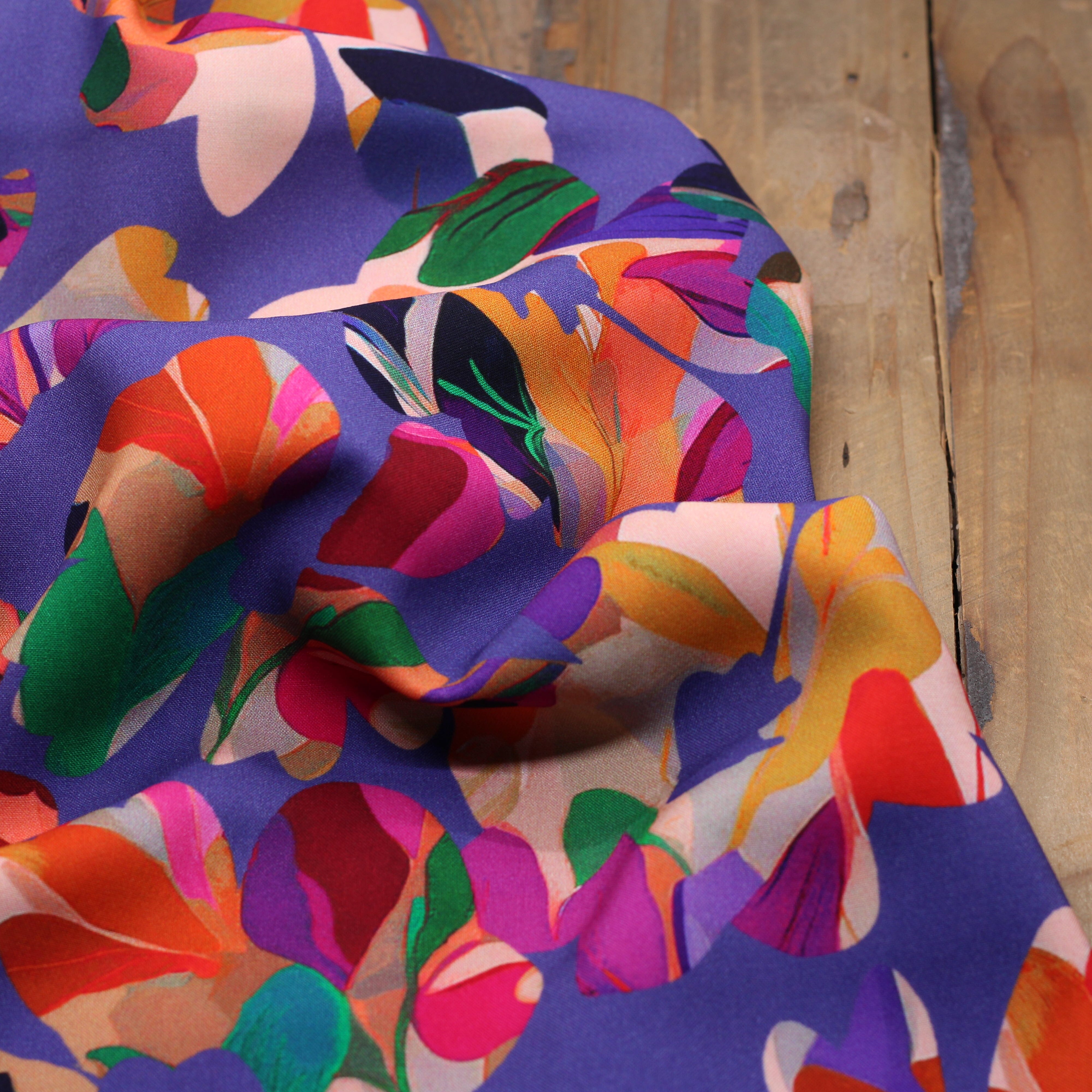 Tissu Viscose - MACHA - Bleu/Rose (Vendu par 10cm) Tissus Sélection Gaspard & Léonie | Gaspard et Léonie Tissus en ligne et Mercerie à Toulouse