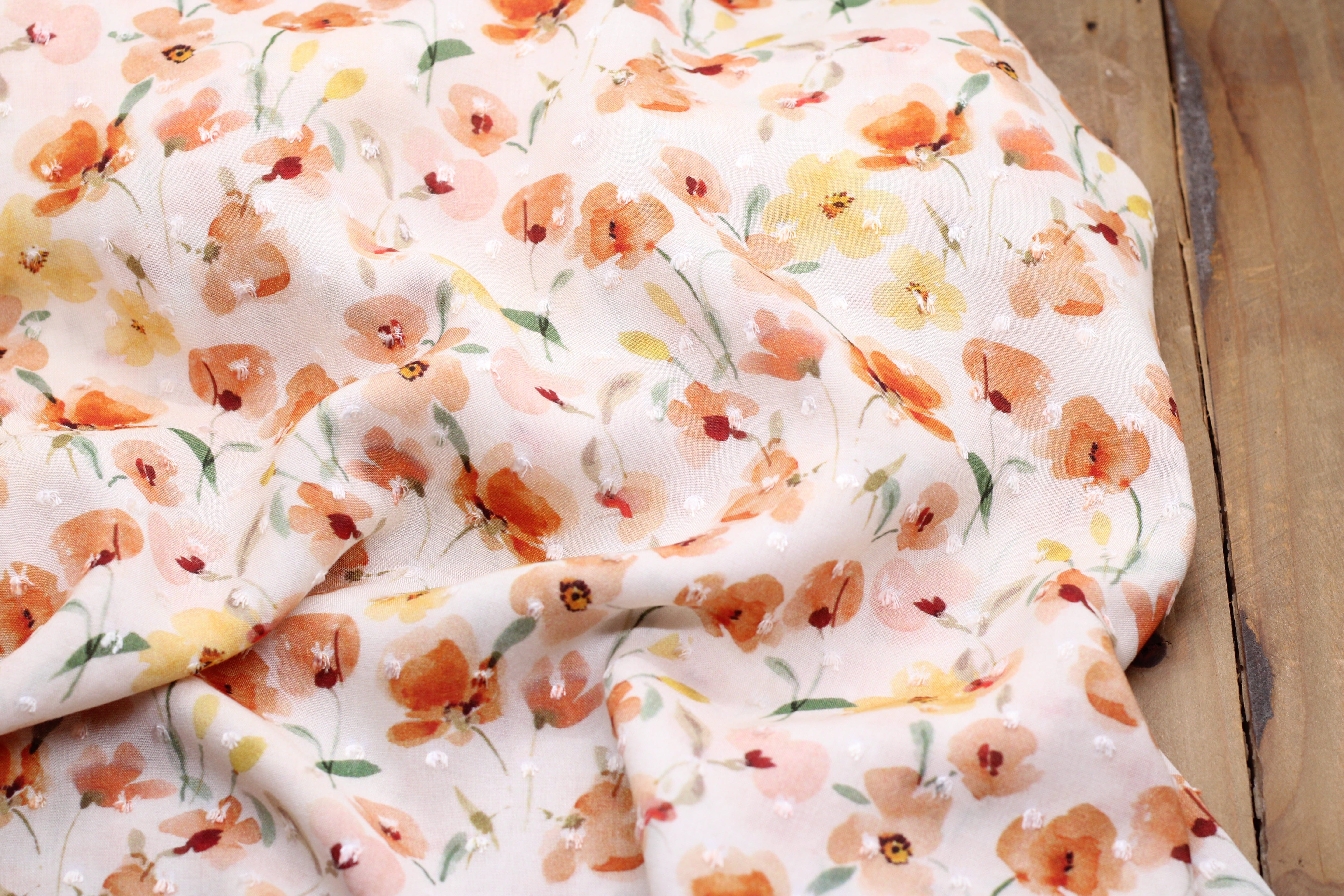 Tissu Viscose plumetis fleuri - Cuivré (vendu x10cm) Tissus Sélection Gaspard & Léonie | Gaspard et Léonie Tissus en ligne et Mercerie à Toulouse