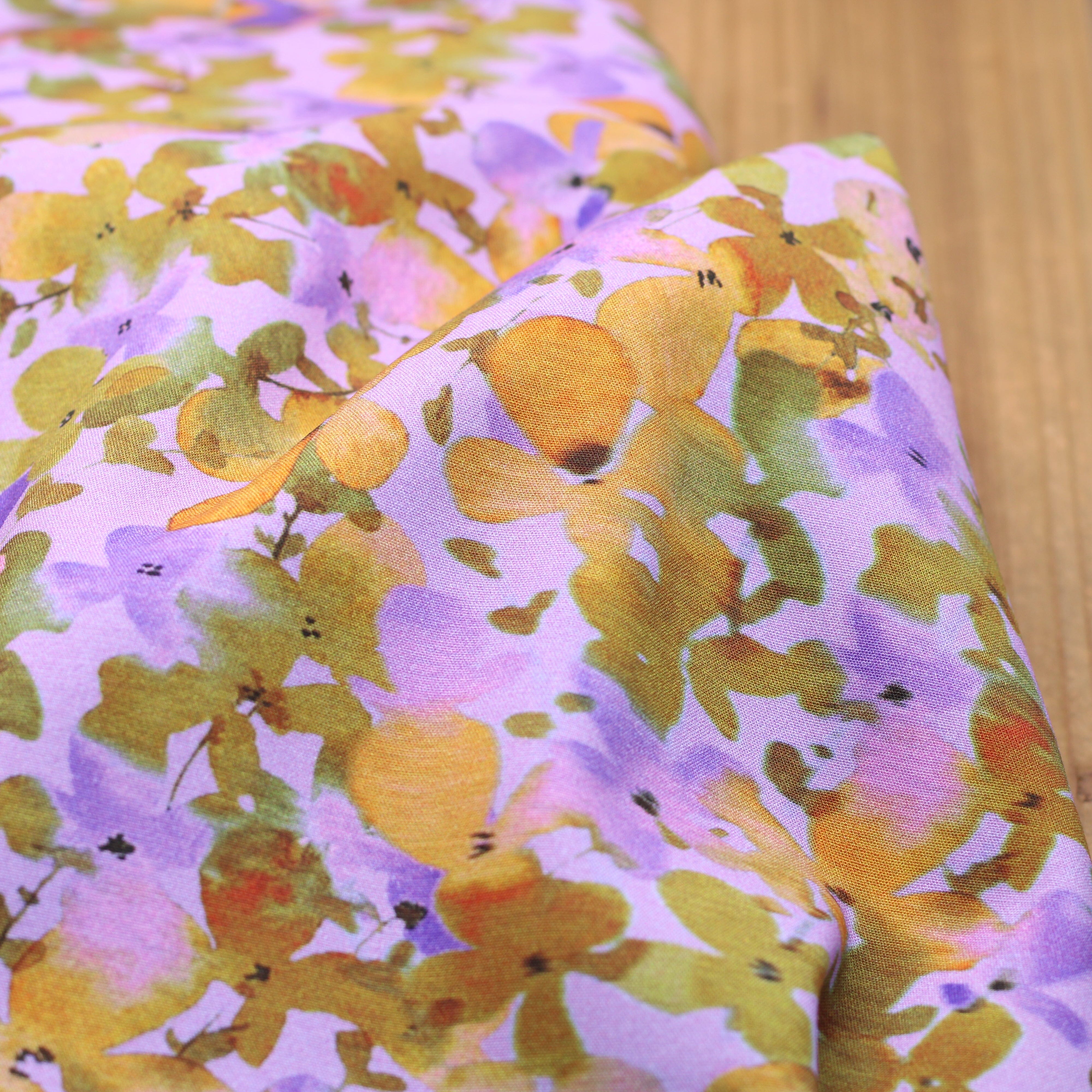 Tissu Viscose Stretch fleuri - Mauve (Vendu x10cm) Tissus Sélection Gaspard & Léonie | Gaspard et Léonie Tissus en ligne et Mercerie à Toulouse